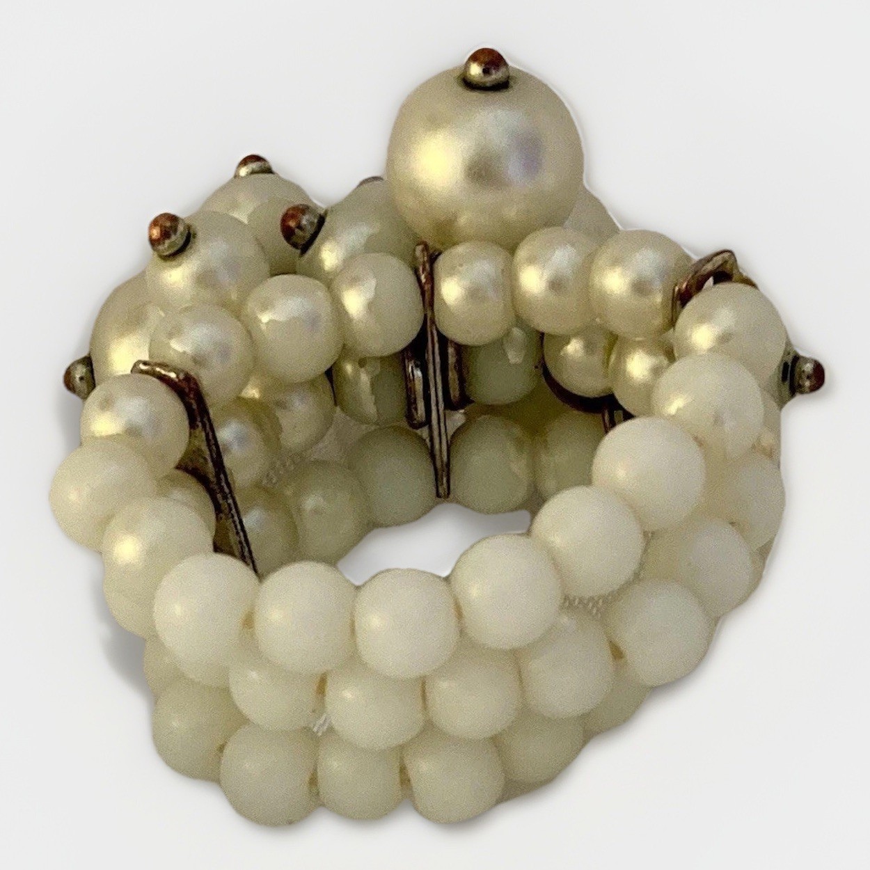 Vintage Art Deco Faux Pearl Cluster Ring Unsigned Jewelry