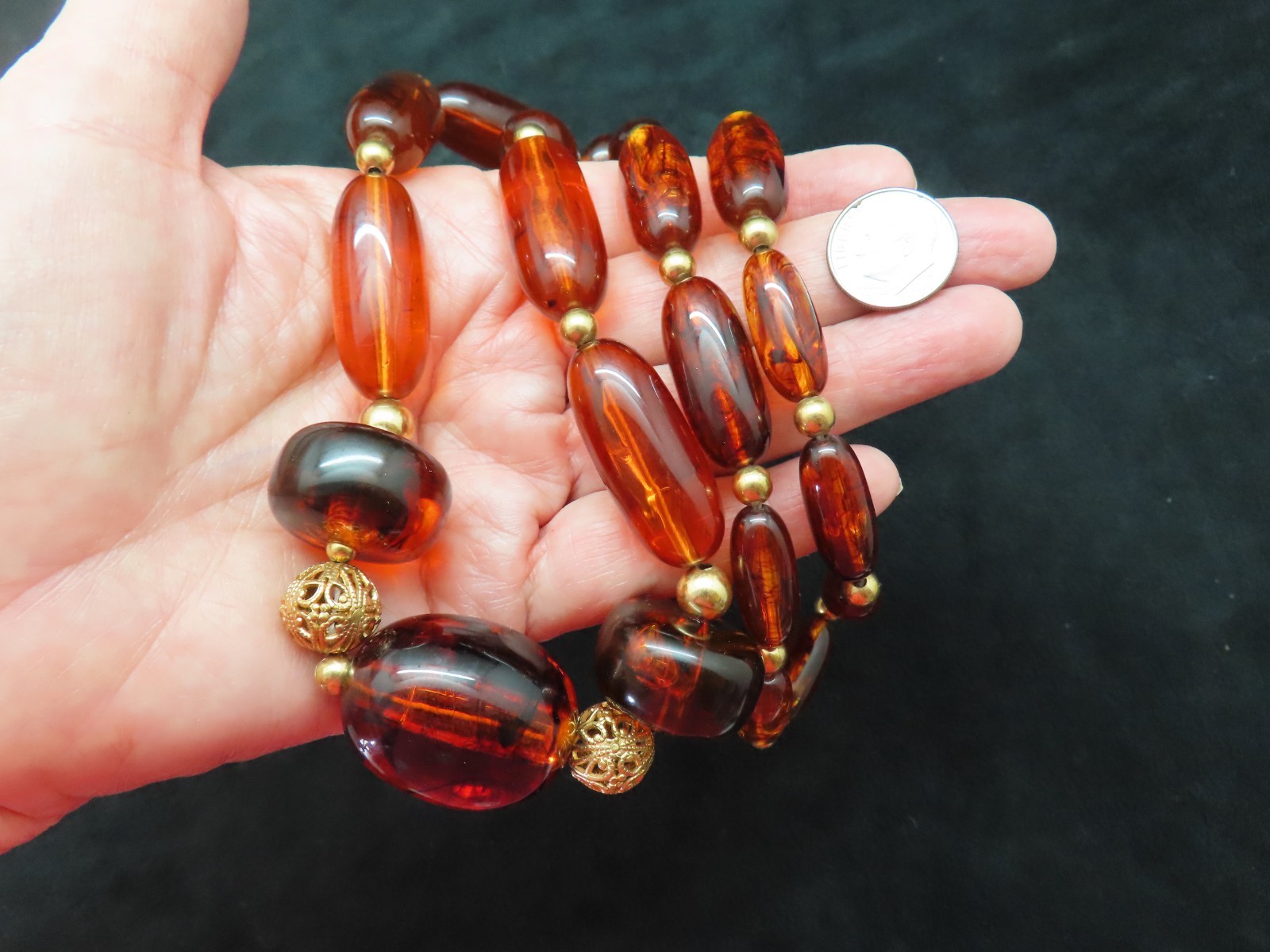 Vintage 1980’s Smart & Sophisticated Faux Tortoise Bead Necklace
