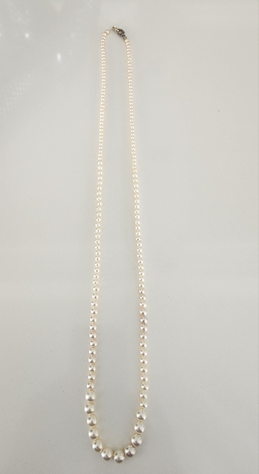 Vintage 28″ Graduated 1 cm Ivory Faux Pearl Necklace – Jewelry