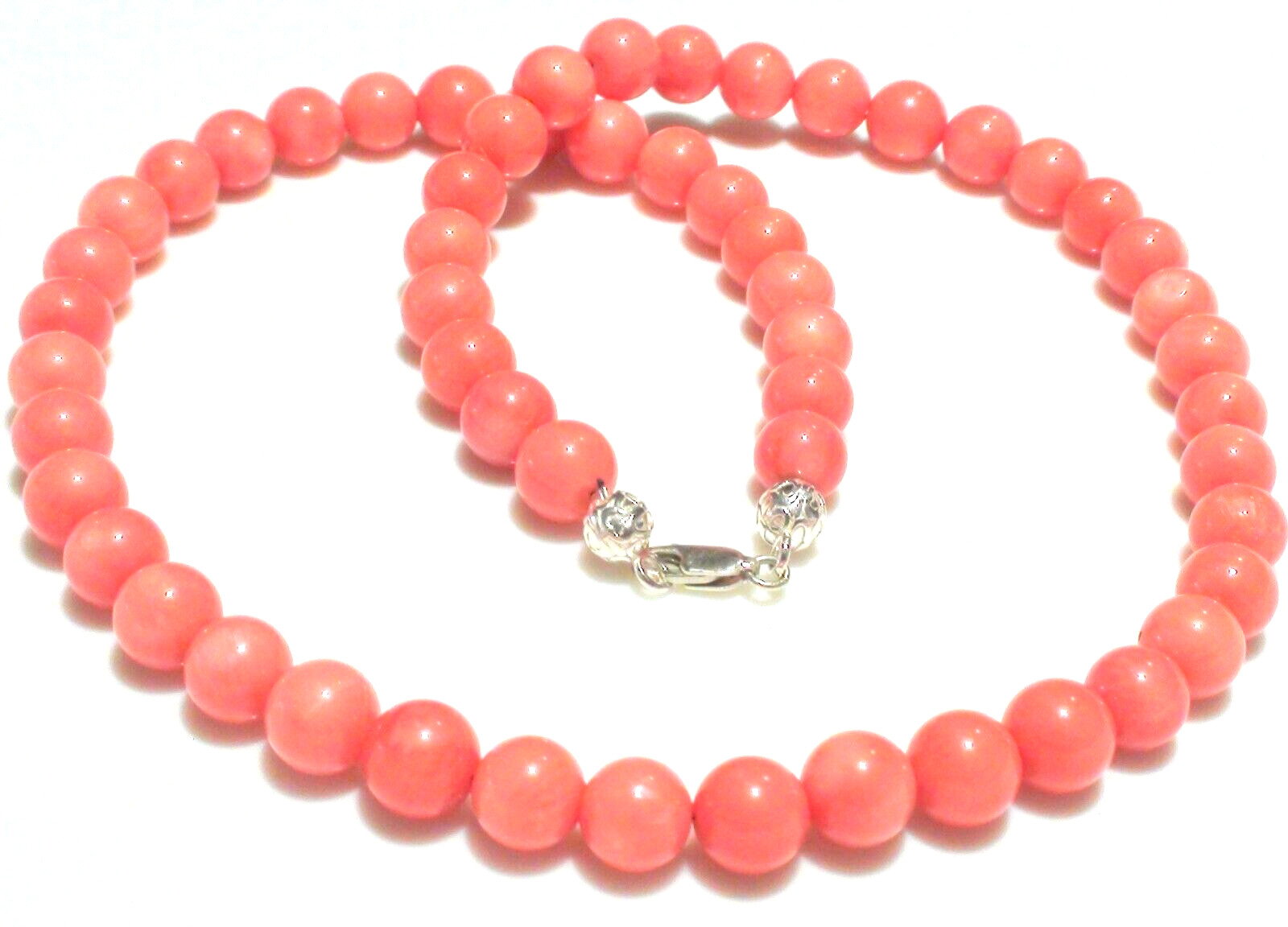 VINTAGE! 213.25ct 100% NATURAL PINK SALMON JAPANESE MOMO CORAL 925 SILVER CLASP