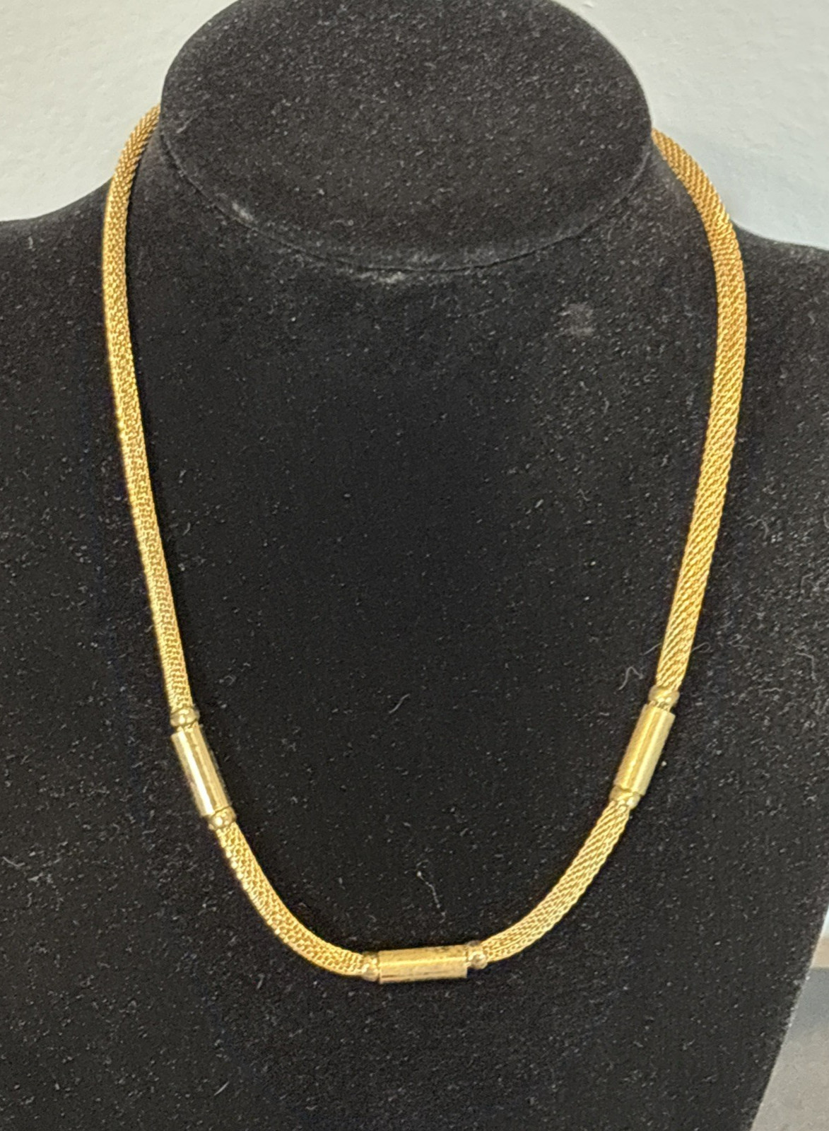 Vintage Gold Tone Whiting & Davis Mesh Rope Chain Necklace 15 1/2″ Spring Ring