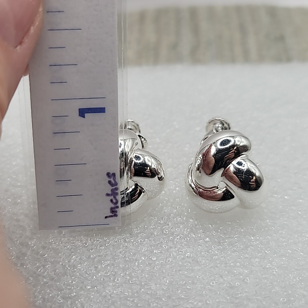 Vtg Napier Screw Back Silver Tone Love Knot Twist Clip On Earrings