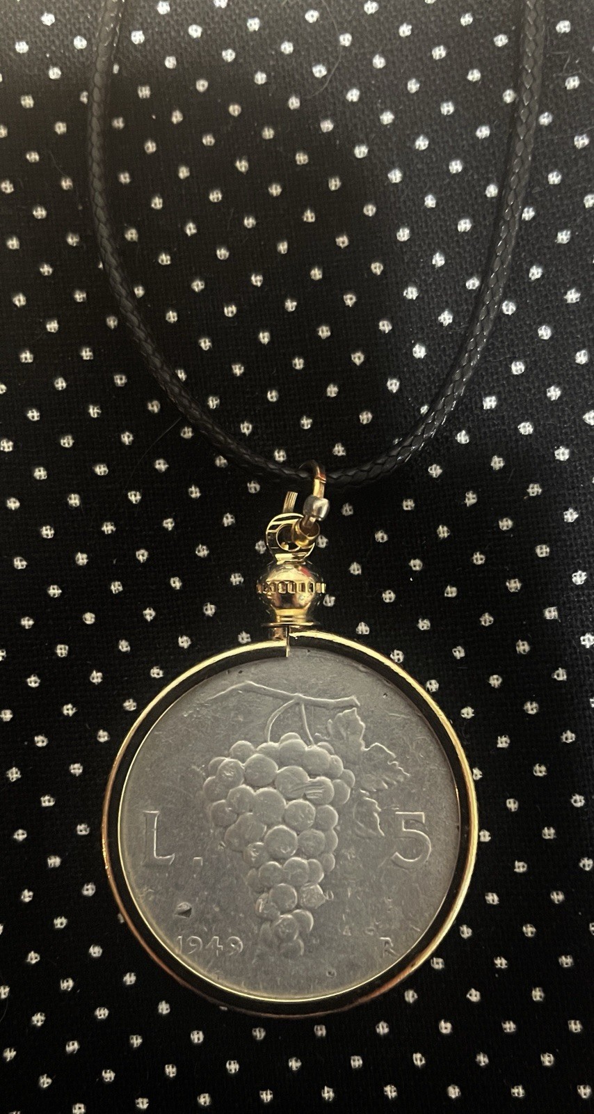 1949 Italy 5 Lire Grape Female Head Aluminium Coin 2.5g 26.7m Pendant Necklace