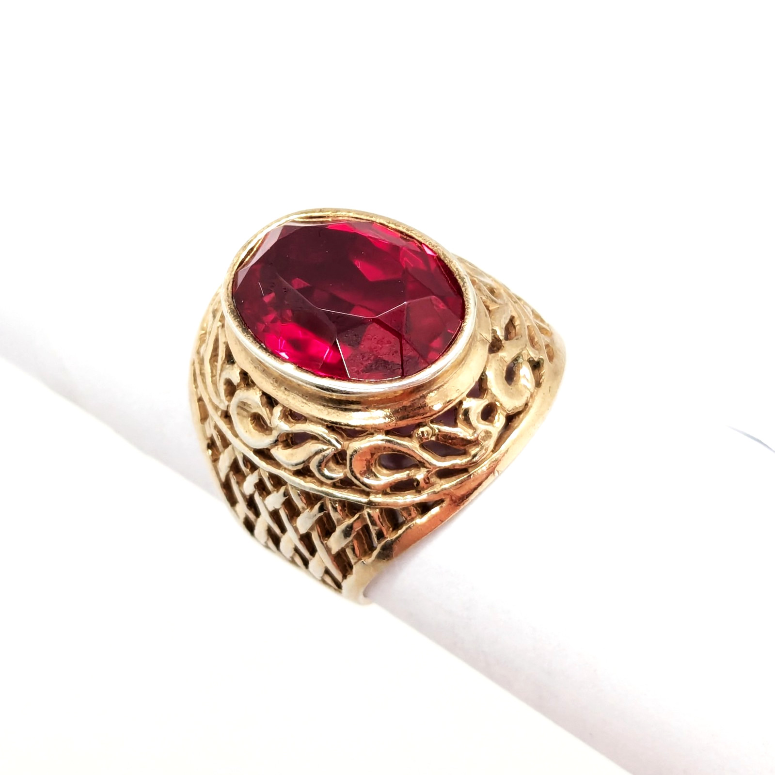 Vintage Soviet RING Silver⭐️875 stamp Star USSR with Bright Ruby -size: 8US | #8