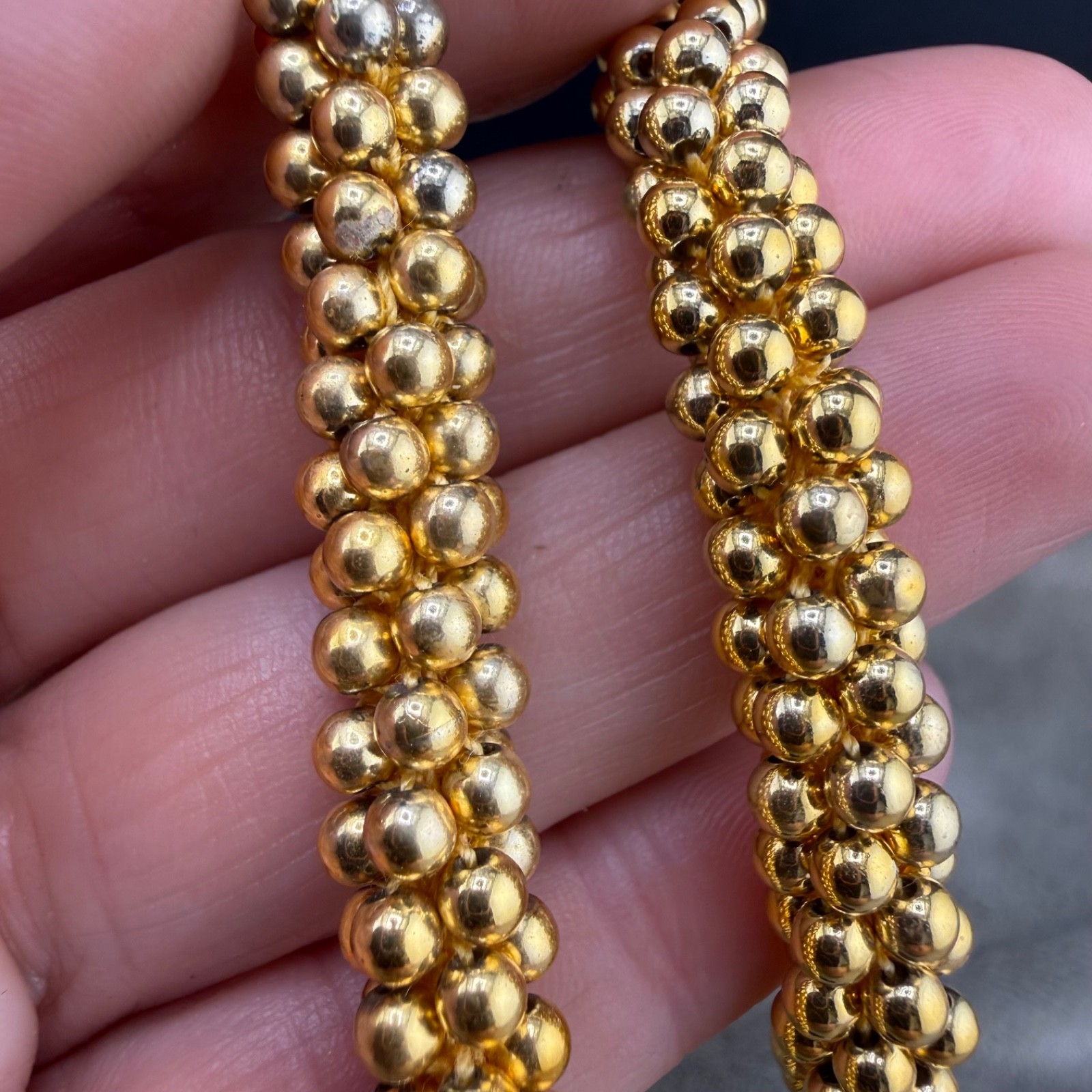 Vintage Popcorn Beaded Necklace Rope Gold Tone
