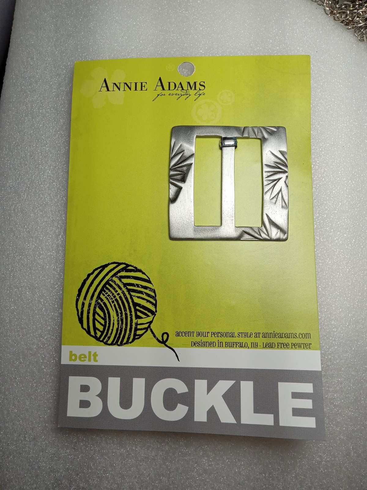 Annie Adams Pewter Belt Scarf Bag Buckle Textured Square Lead‐free RARE NOS