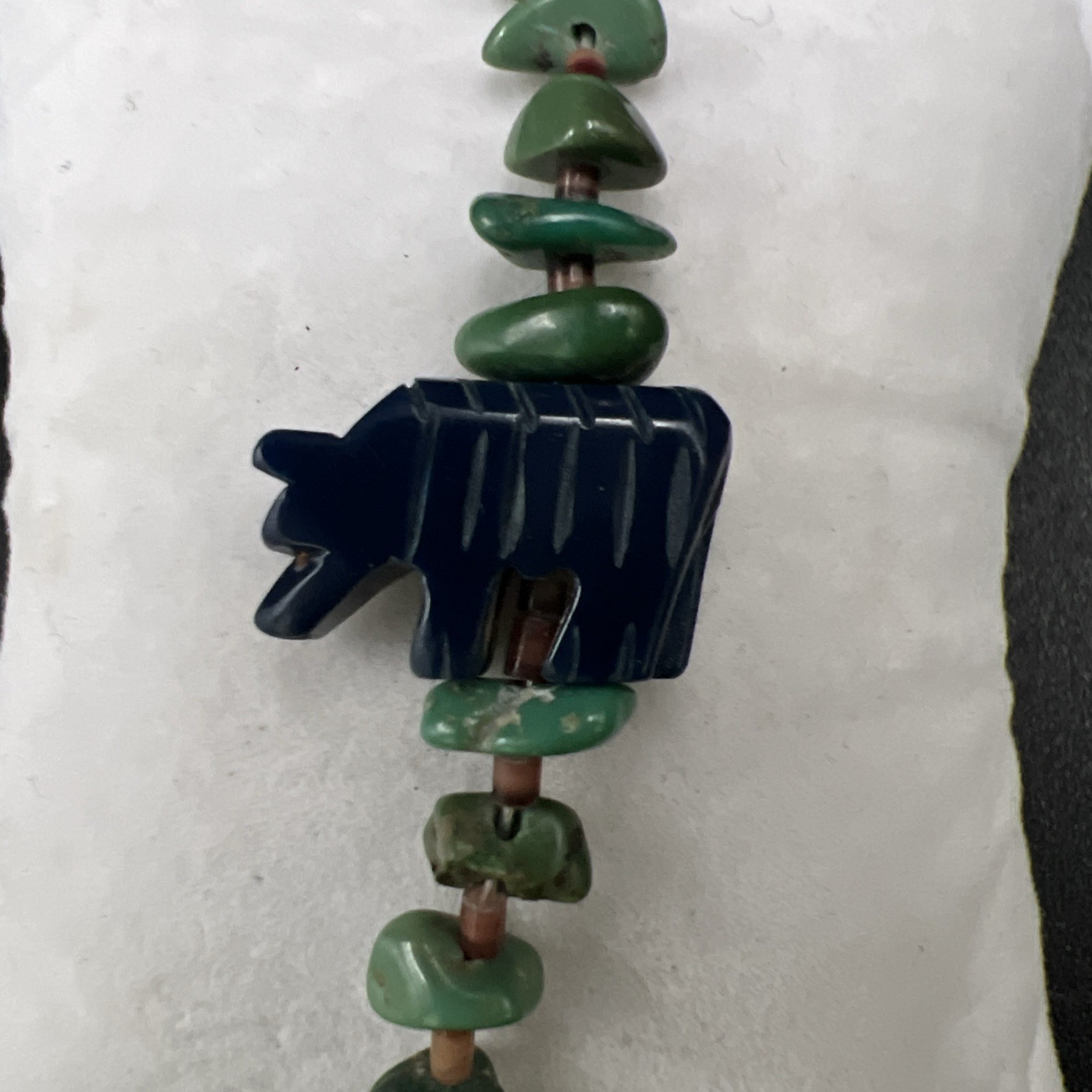 VTG Santo Domingo Turquoise Nugget Bear Fetish 8.5” Bracelet Sterling Silver