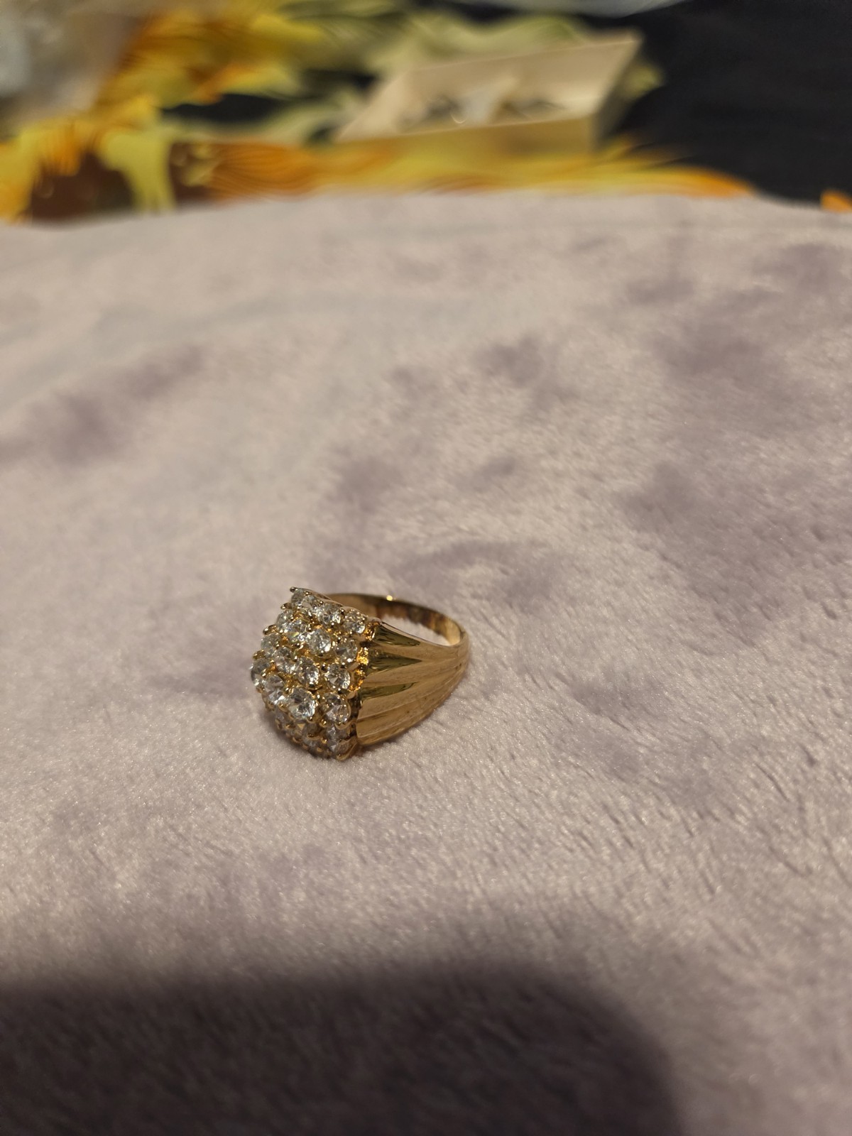 Beautiful Gold Plated Over 925 Sterling Cubic Zirconia Cluster Ring Size 7