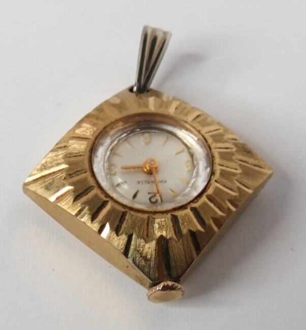 VINTAGE 1960’S WOMENS SWISS CARAVELLE 7’J NECKLACE PENDANT WATCH MANUAL WIND RUN
