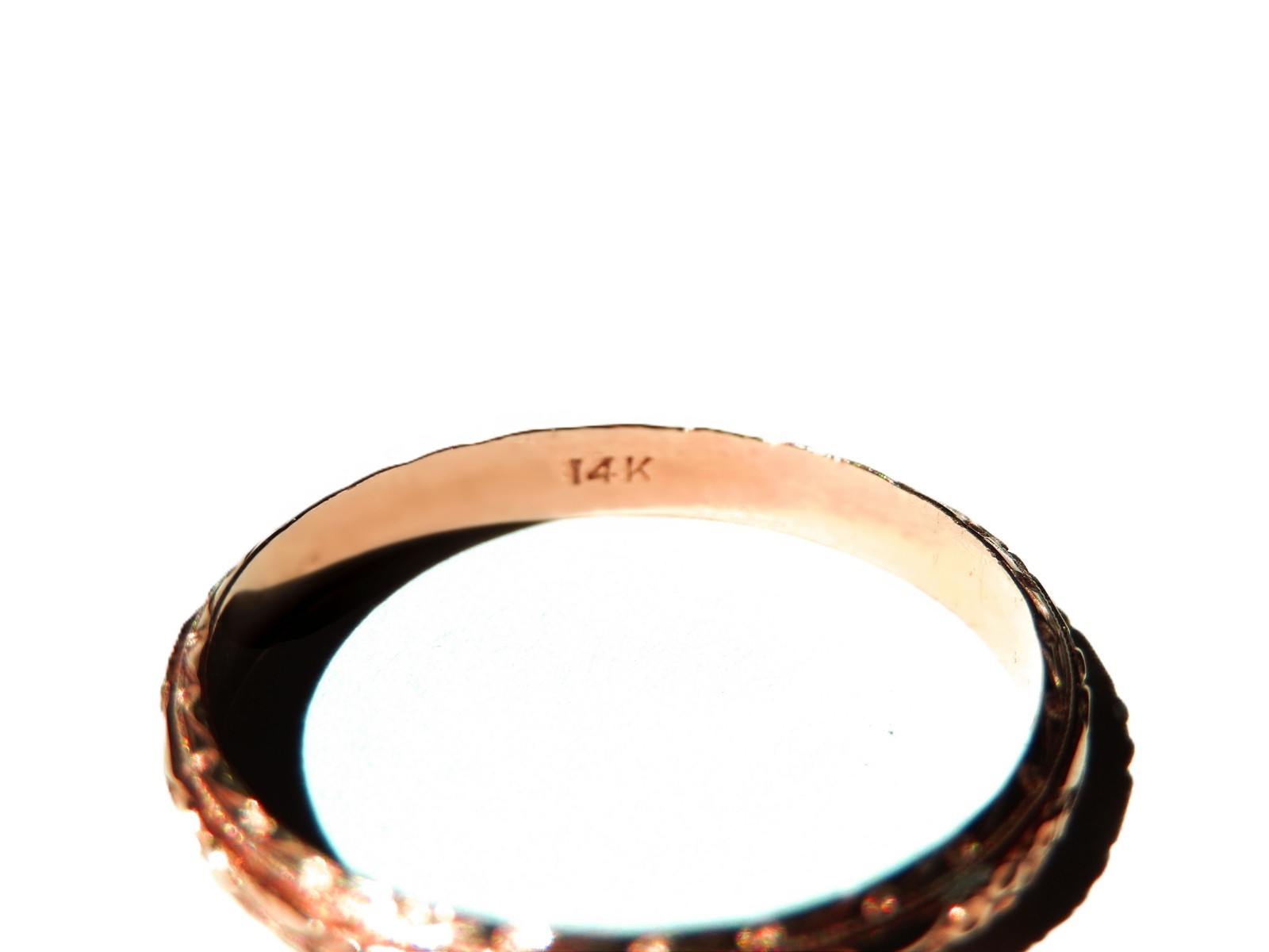 14K Solid Rose Gold Victorian engraved wedding band , Size 11.5