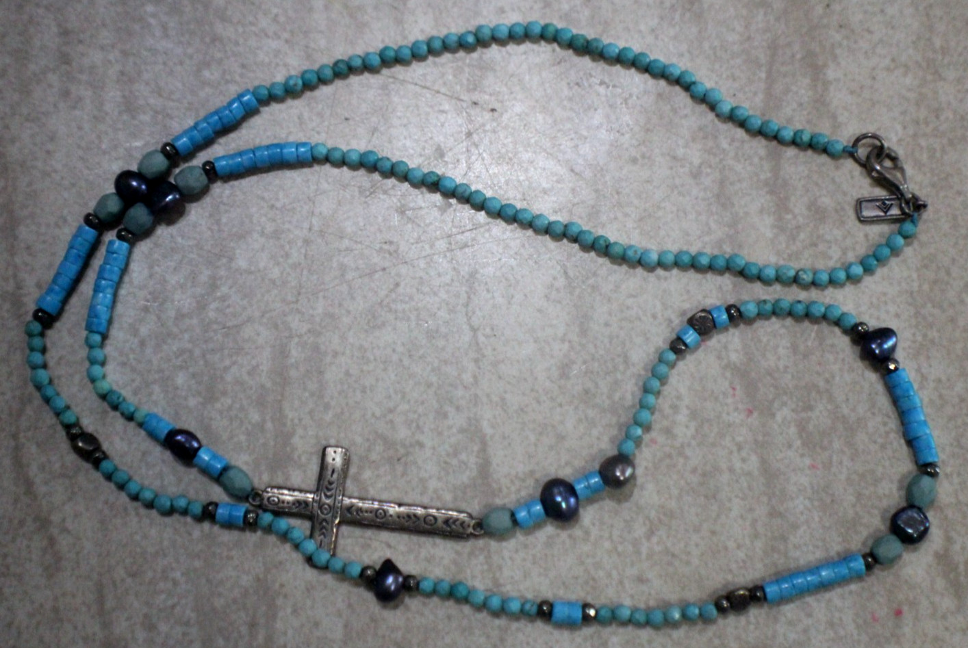 7 Different S silver and Turquoise Beads Necklaces Lot