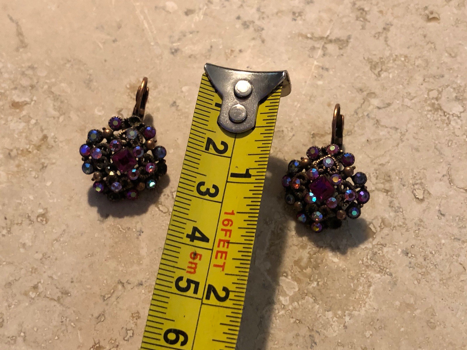 ✨💖🌟VINTAGE JOAN RIVERS ✨AURORA BOREALIS Crystal Cluster Copper Earrings