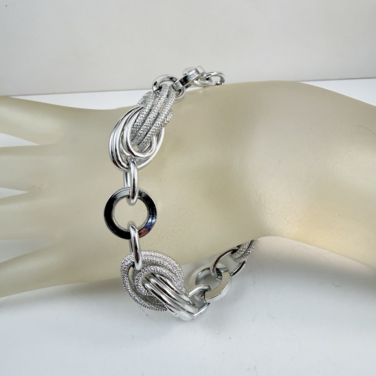 Vintage Two GERMANY Silver Tone Lightweight Bracelets Flamingo & Chain Link