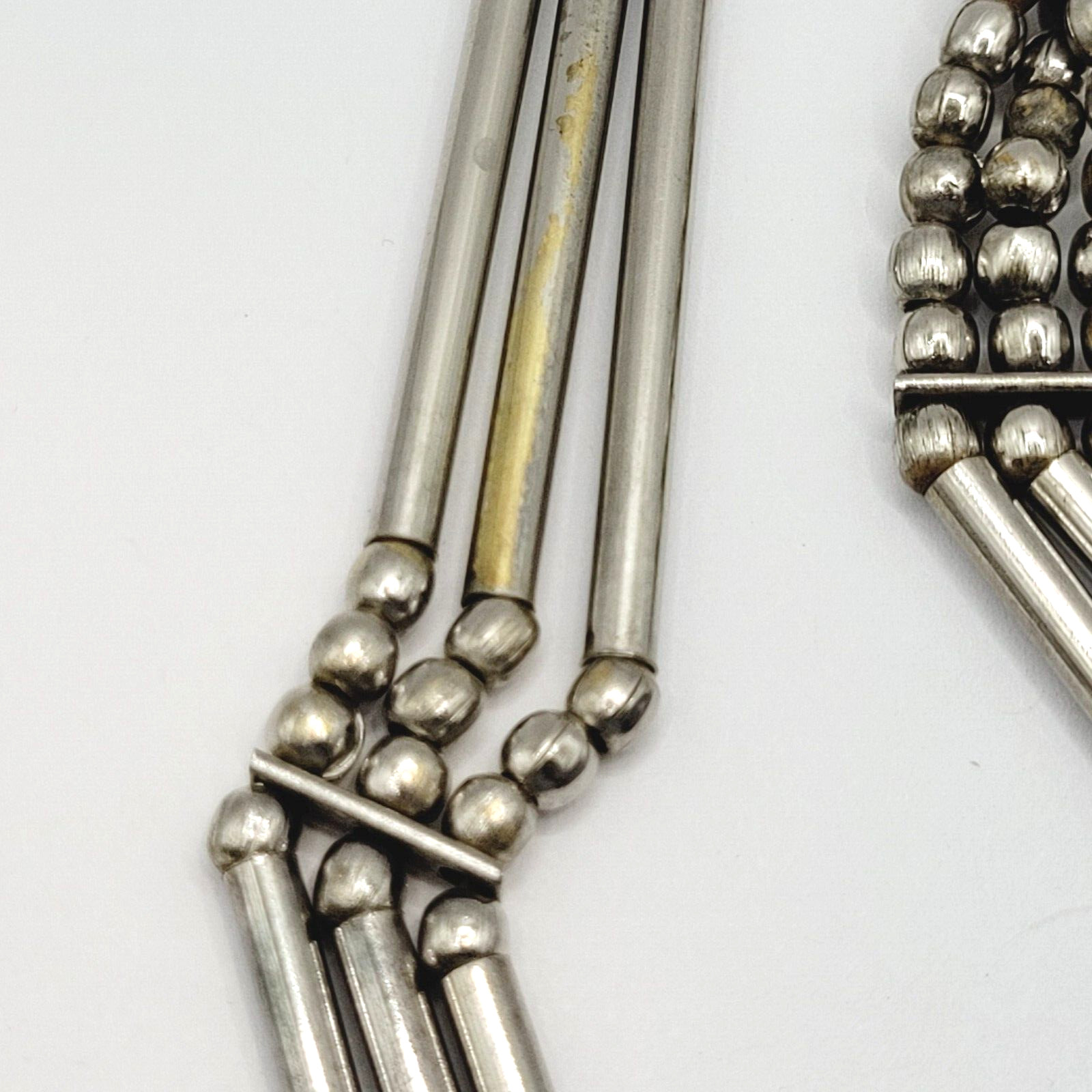 Unique Style Native Brutalist Industrial Silver Tone Metal Vtg Necklace 29 Inch