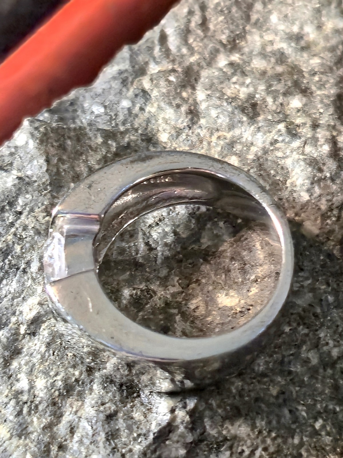 Vintage 925 Sterling Silver Modernist Tension Cubic Zirconia Ring Unisex-Size 5