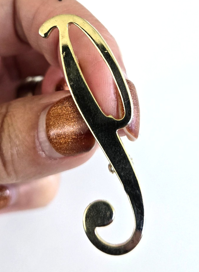 Vintage Initial Letter P Gold Tone Pin 2-1/16″
