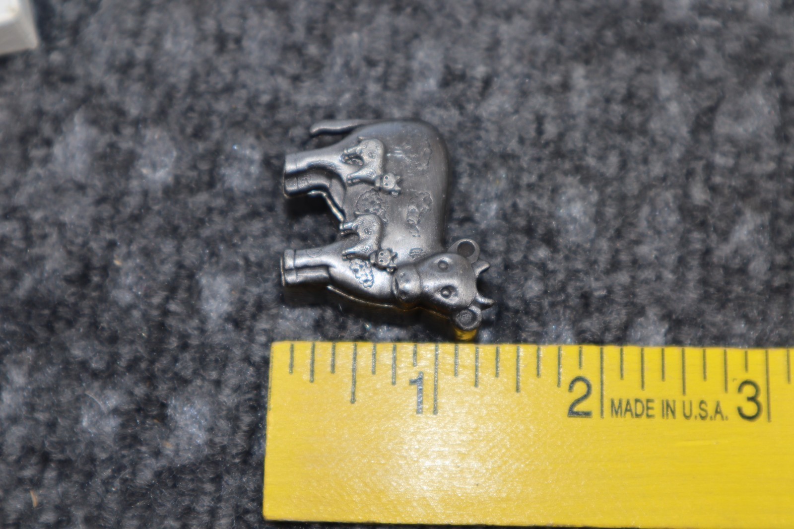 Vintage Torino Pewter Cow 3 in 1 Broach Earrings Necklace Charm Trinket Box