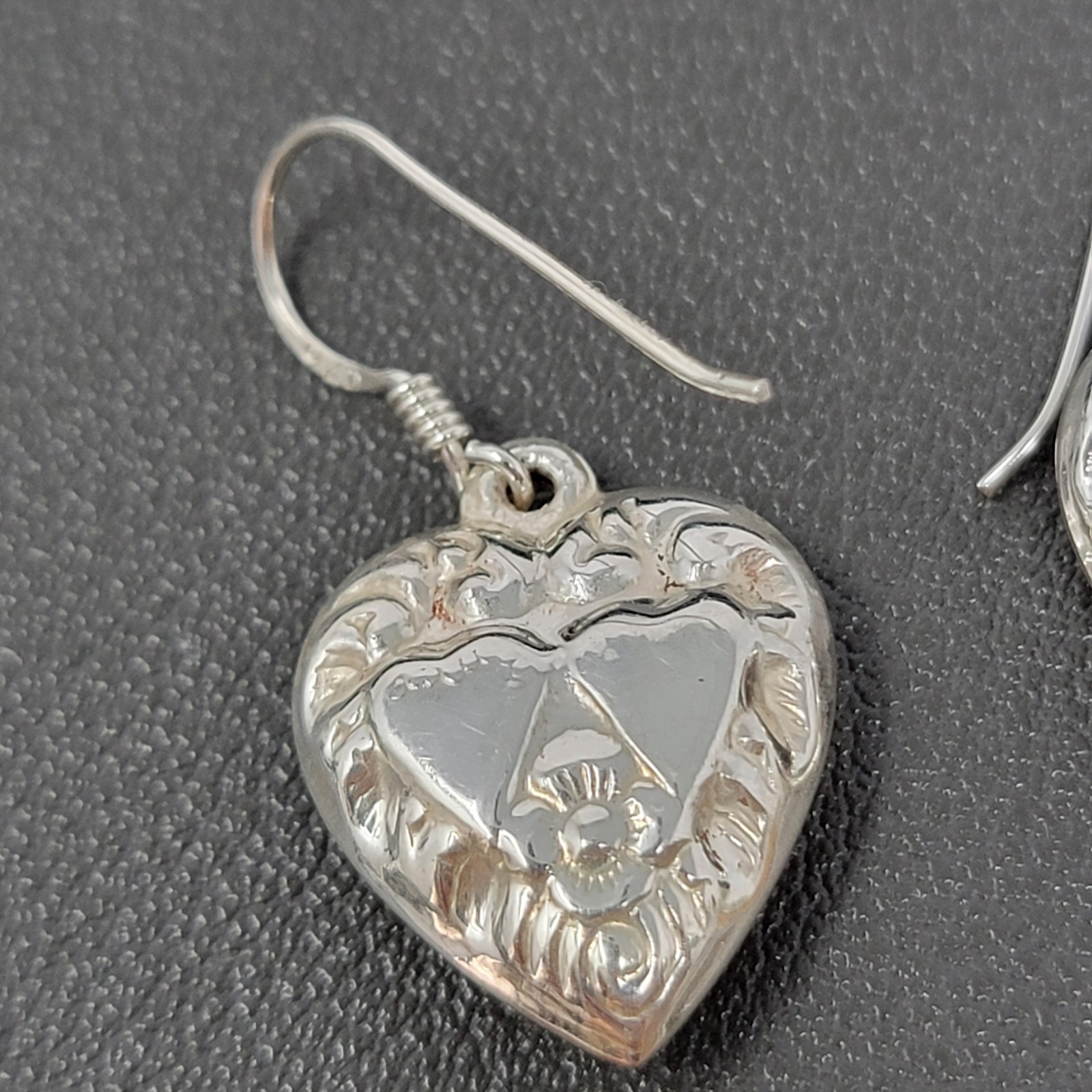 925 Sterling Silver Hearts & Flowers Dangle Drop Earrings