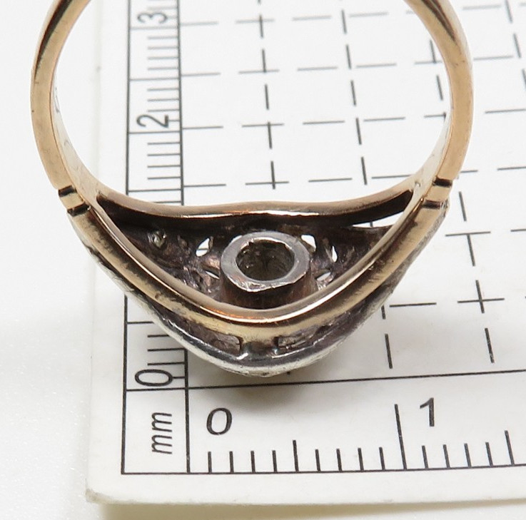 Victorian Edwardian 14KY Silver Diamond Engagement Ring Size 7 UK-N1/2 EGL USA