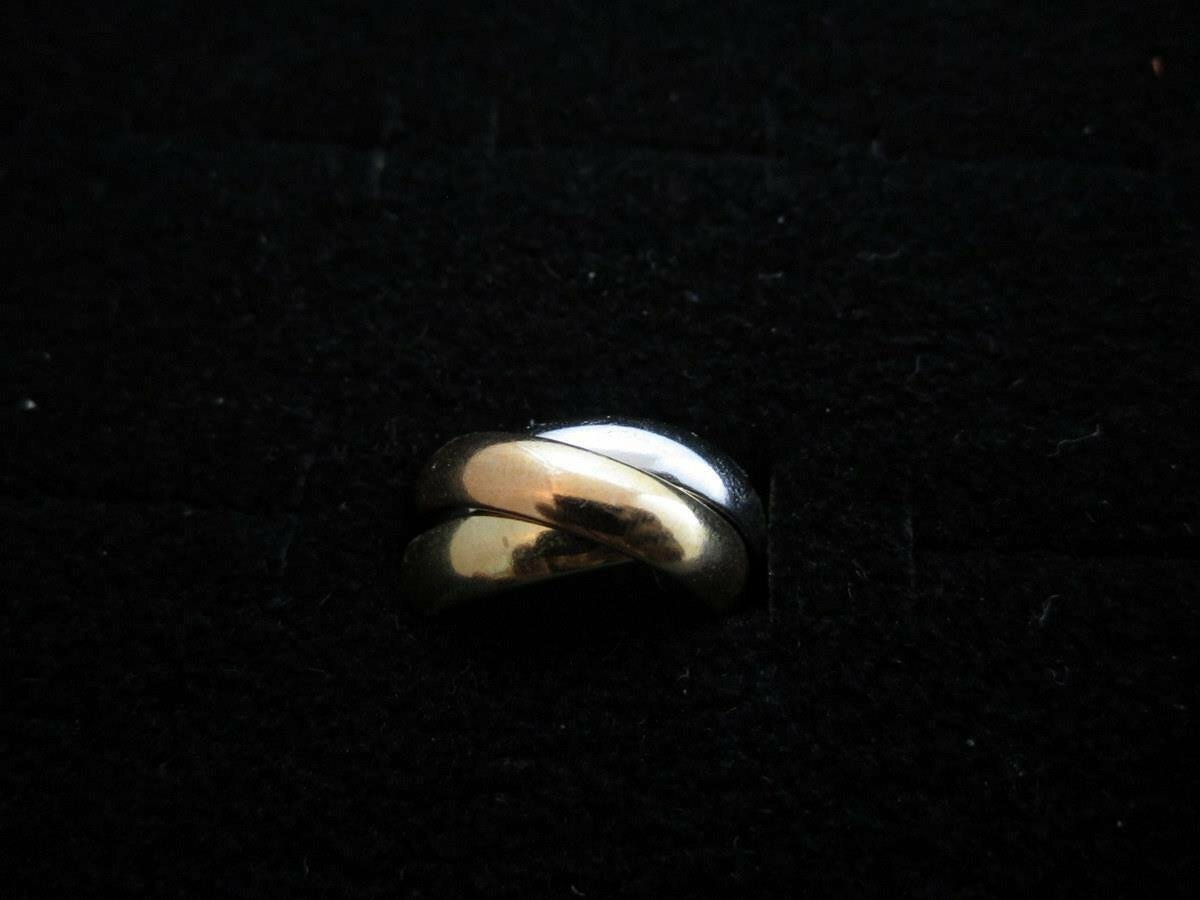 Vintage Tri-Color Trinity Rolling Band Ring *Yellow,White,Rose Gold Plated ESPO