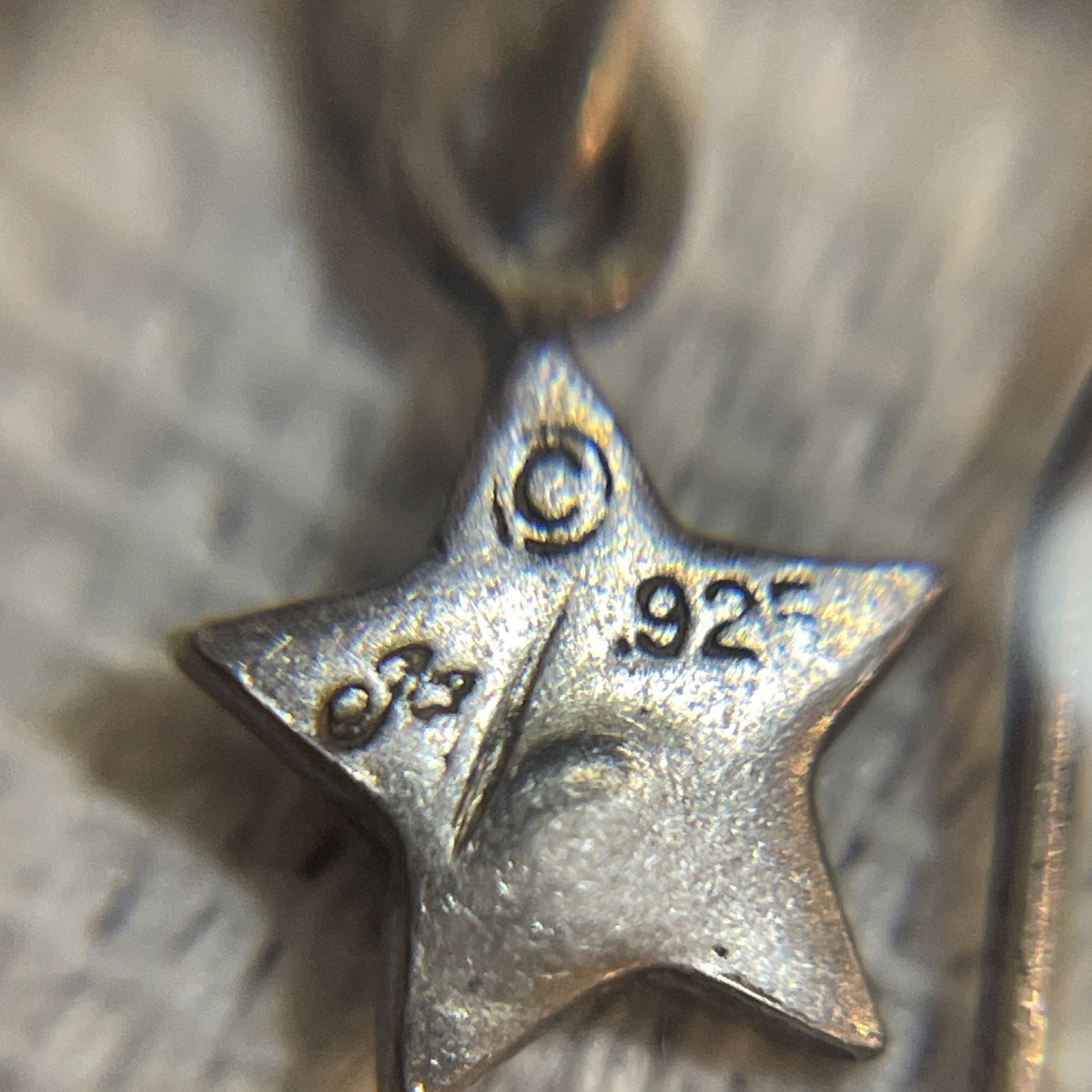 Vintage Sterling Silver Blue Crystal Pave Star Dangle Earrings Artisan Signed
