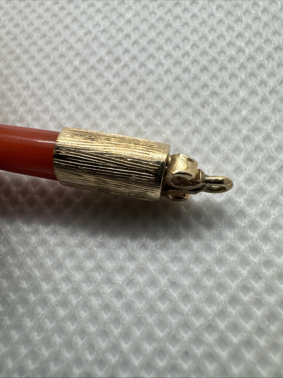 Victorian 14k Yellow Gold Red Coral Horn Charm Pendant 2g Vintage, Antique, Rare