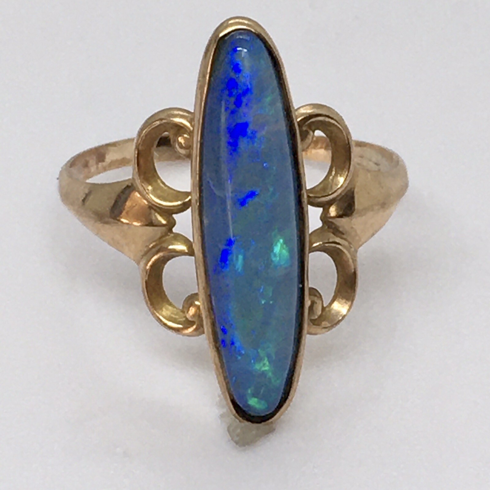 Antique American 10K Gold Victorian 1880s Natural Opal Ring Size 8