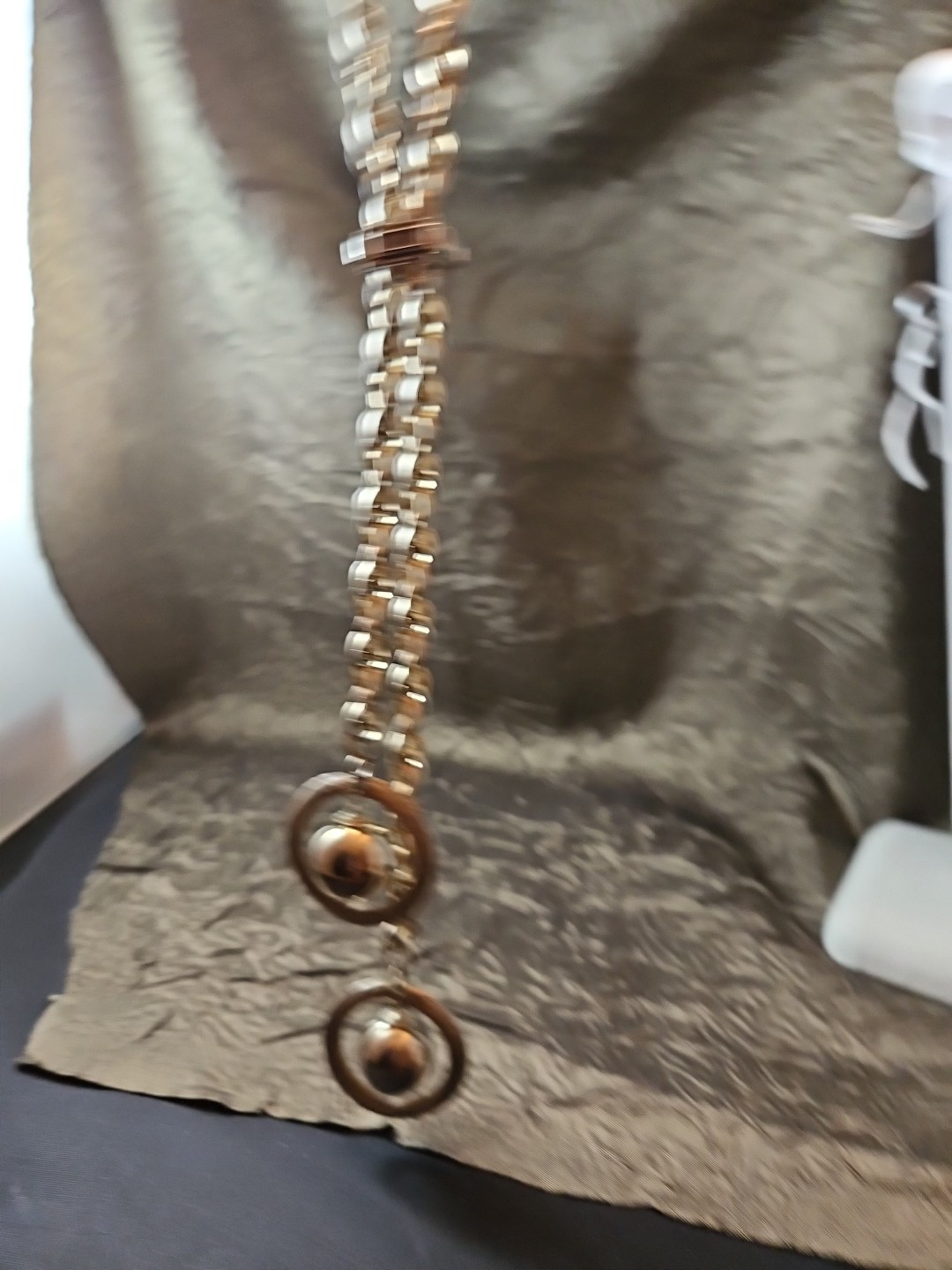 BOLERO LARIATE SLIDE NECKLACE Tassles of Orbitting Planets Mid-Century MCM 50s