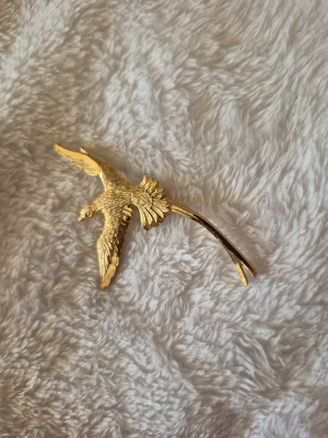 Vintage Signed Bird Brooch Gold Plated Pewter Swallow Figural Pin