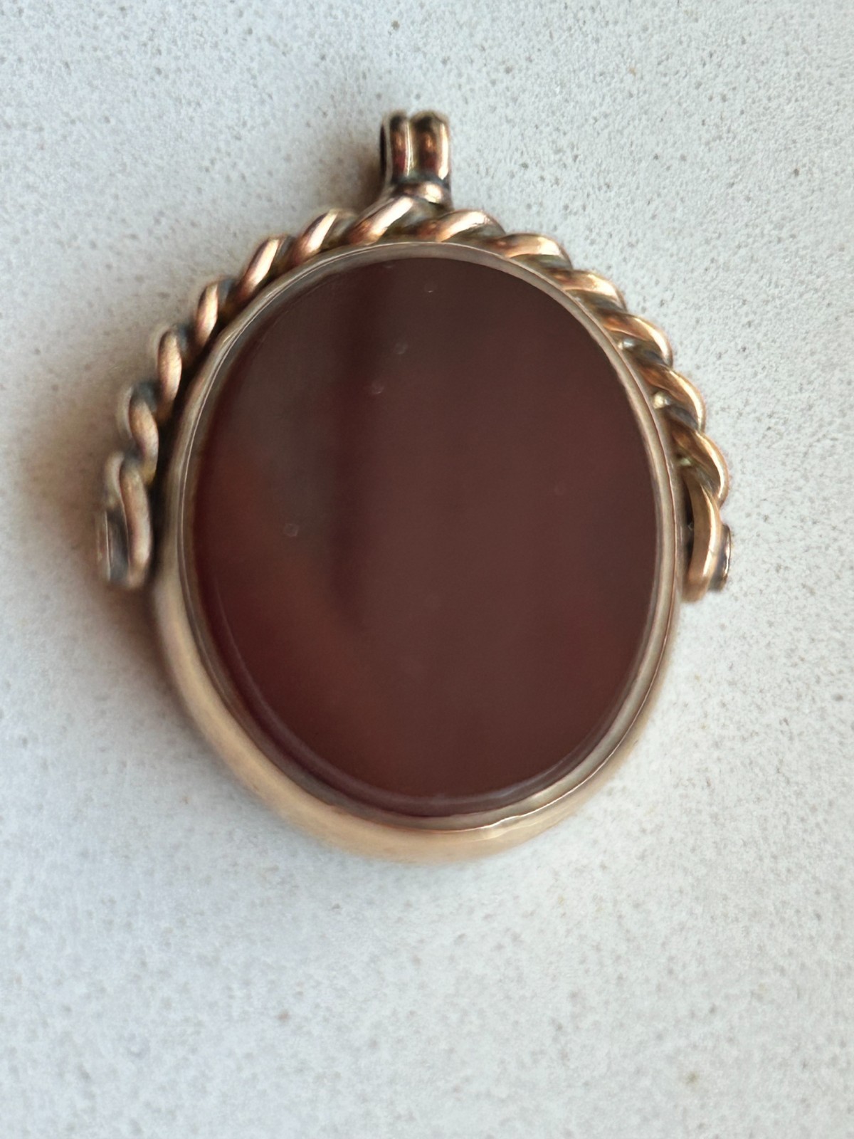 9ct Yellow Gold Spinning Fob Pendant Carnelian And Blood Stone Birmingham 1901