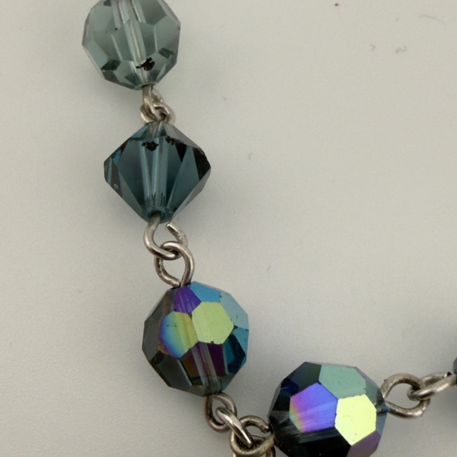 Givenchy Signed Blue Crystal Y Drop Necklace Silver Tone Chain Lariat 18″