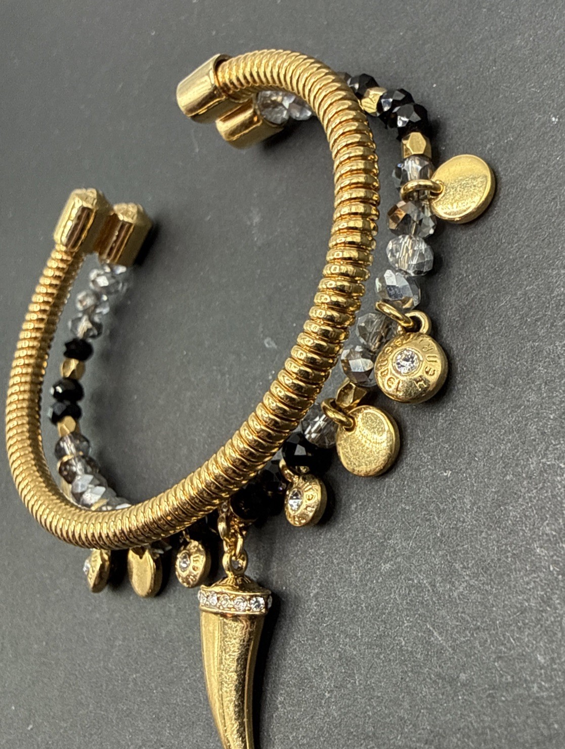Henri Bendel Signed Gold Tone Beaded Bracelet C11