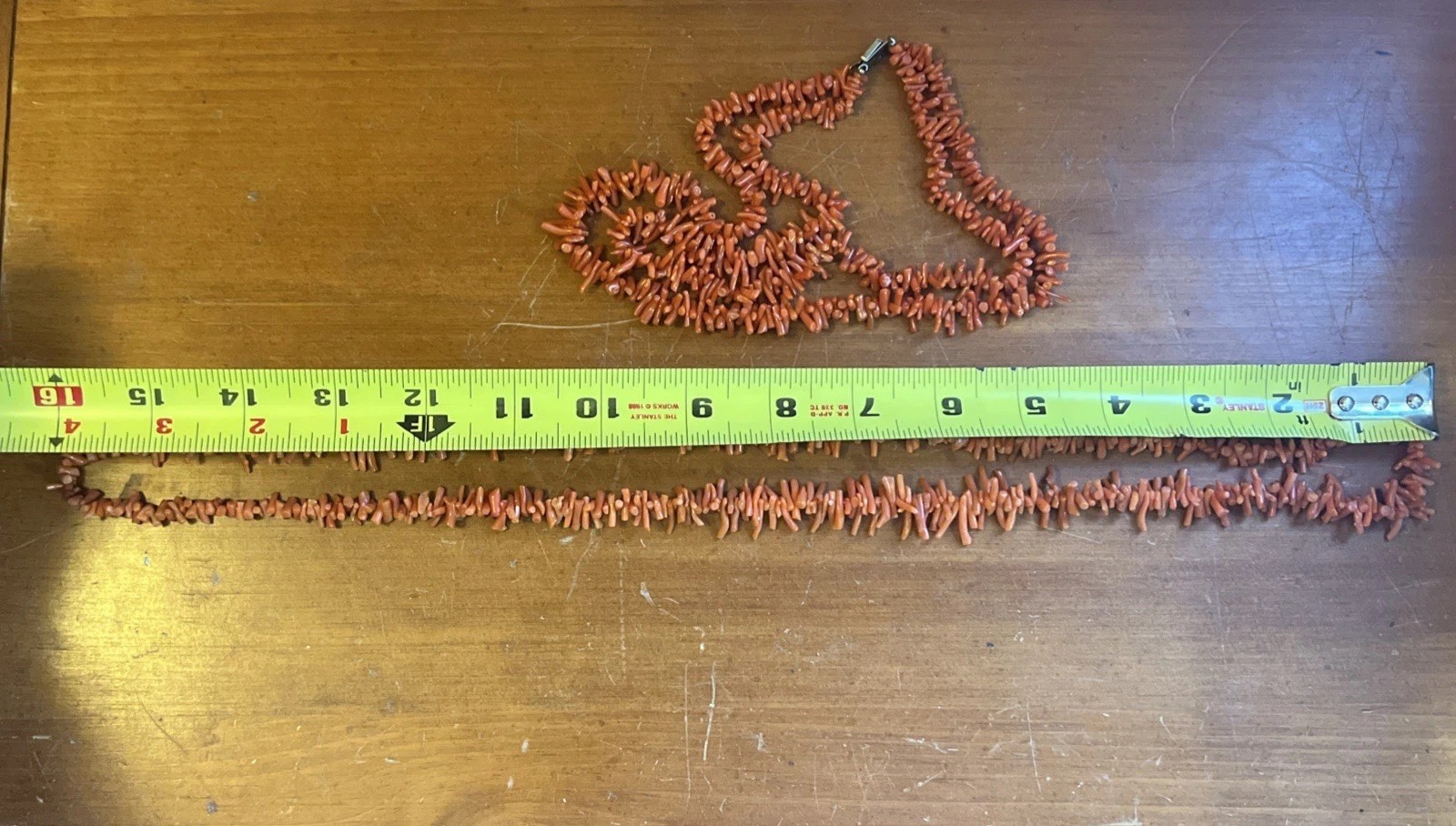 2 Vintage Mid-Century Orange Mediterranean Coral Necklaces 97 grams 8″ and 16″