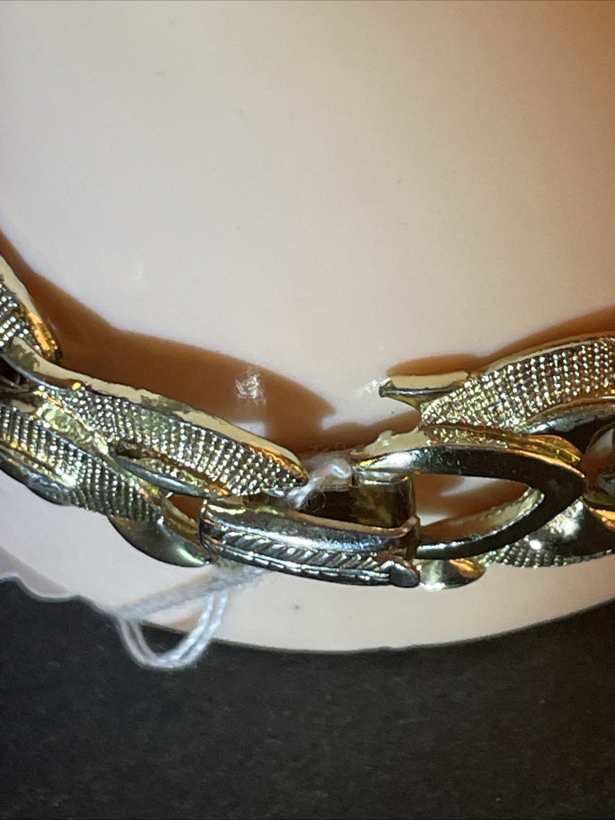 Vintage CORO Signed 1950’s Textured And Solid Gold Tone Panel Bracelet 7”