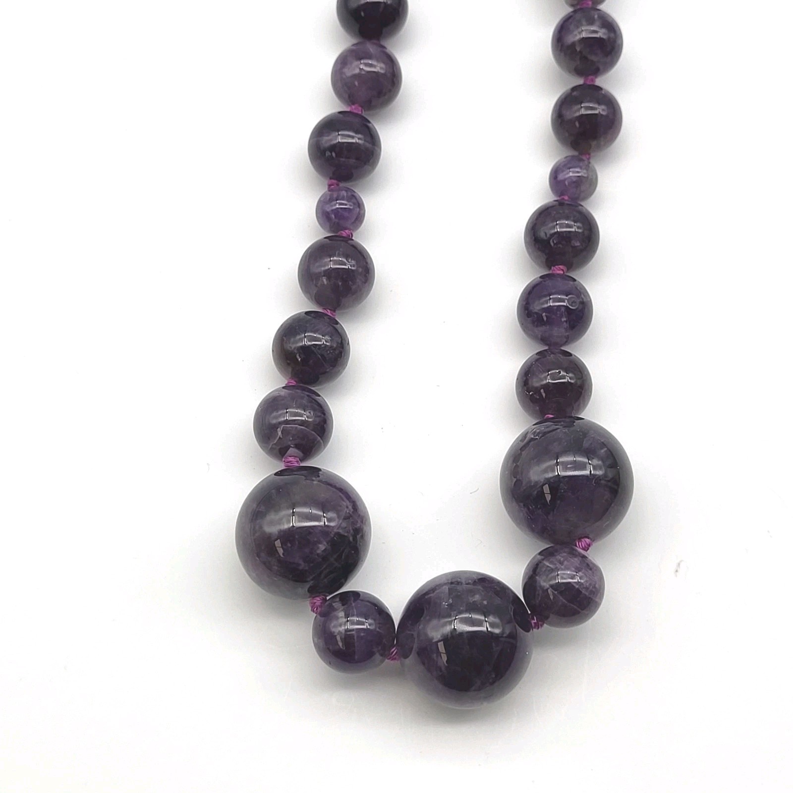Stunning Purple Charoite & Amethyst Bead necklace Sterling Silver Southwest Bold