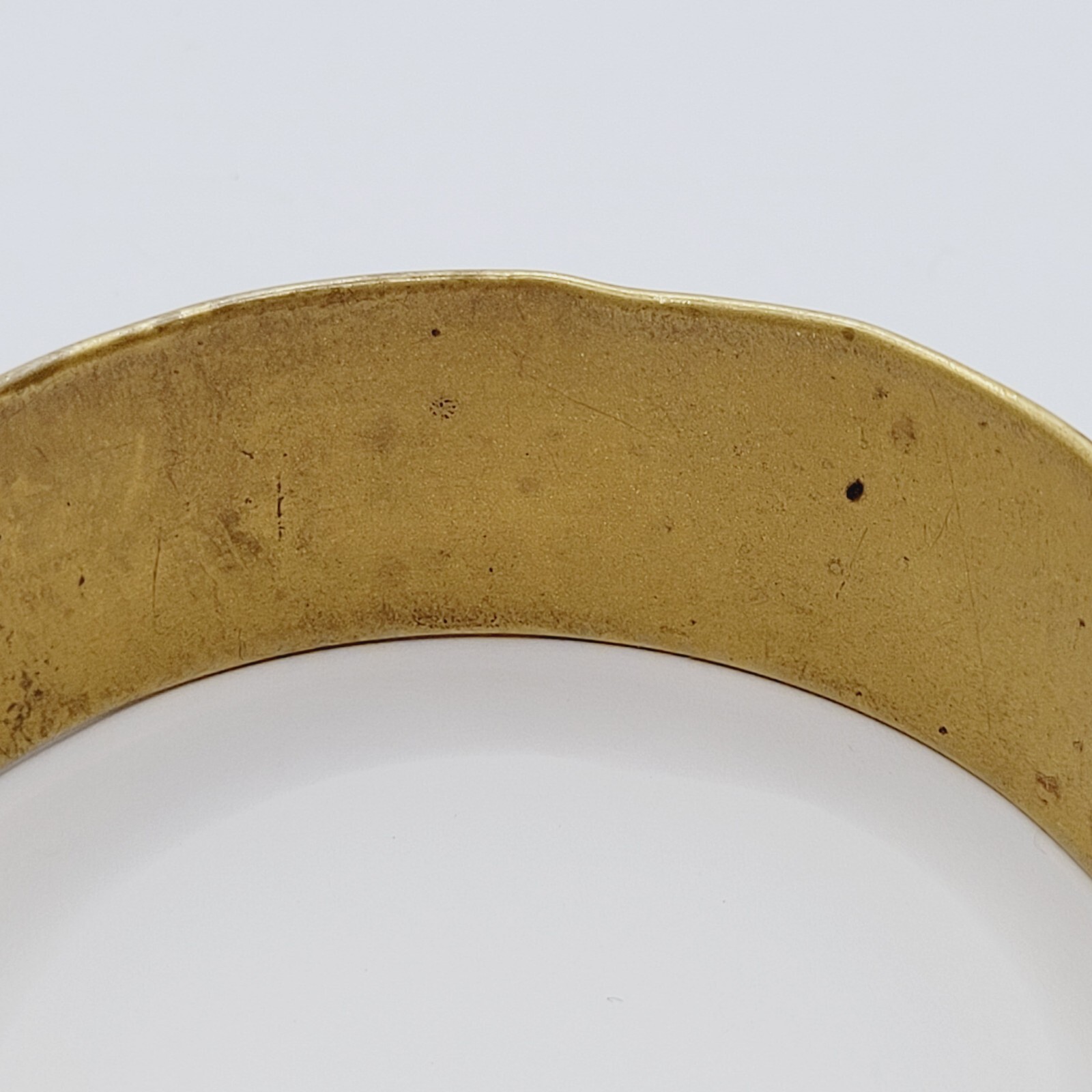 Wide Brass Chunky Bangle Embossed Heart Pattern Vintage Bracelet 8 Inch Approx