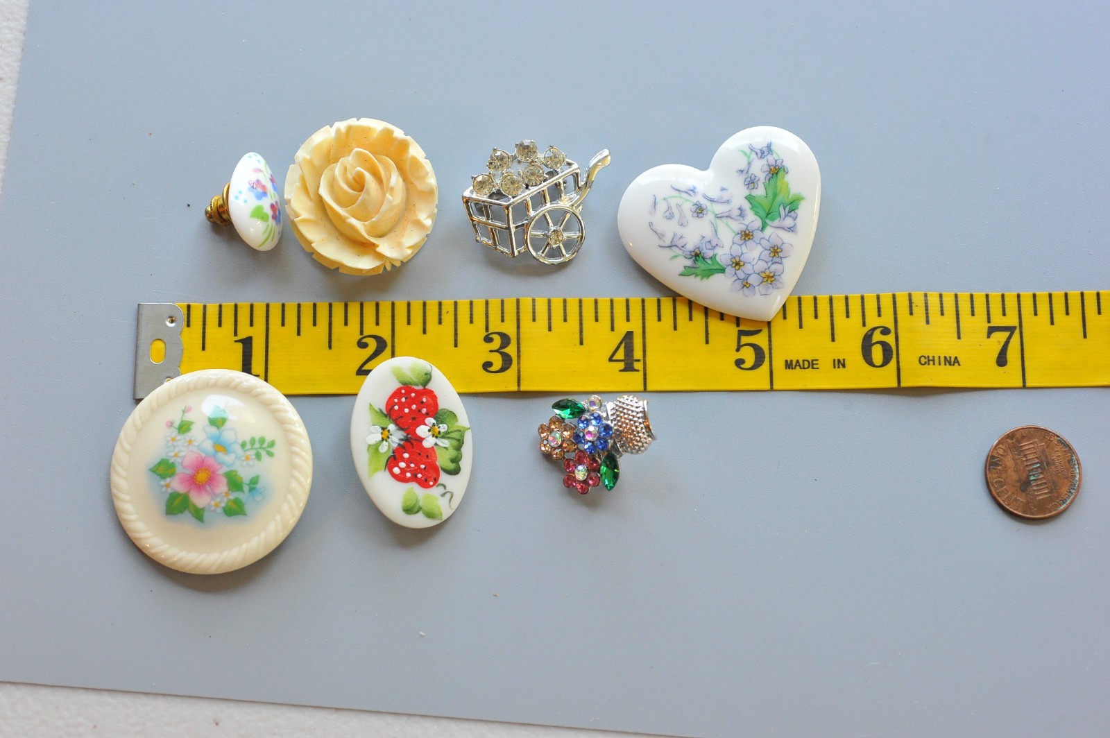 Vtg to now Brooch LOT flower floral Rhinestone 2 Avon 1 hand painted signed