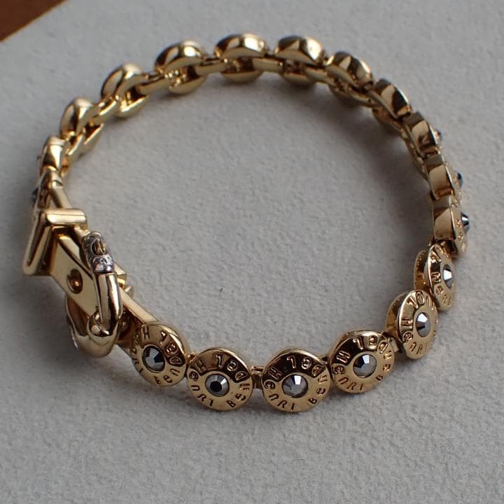 Vintage Henri Bendel YORK Buckle Bracelet Gold Tone Used