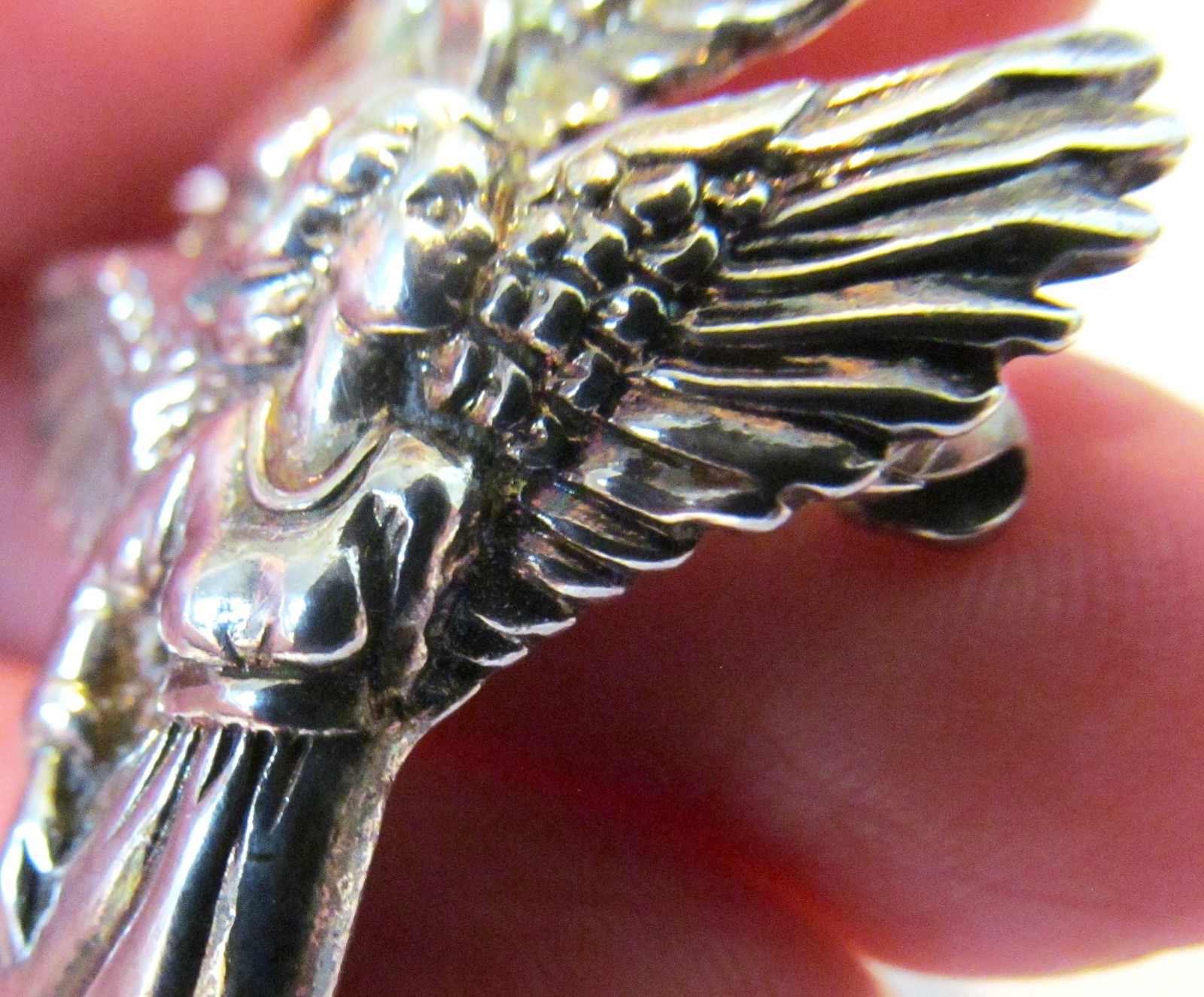 Vintage Shube Dimensional Angels Solid Sterling Silver Pendant Pin Brooch 2″long