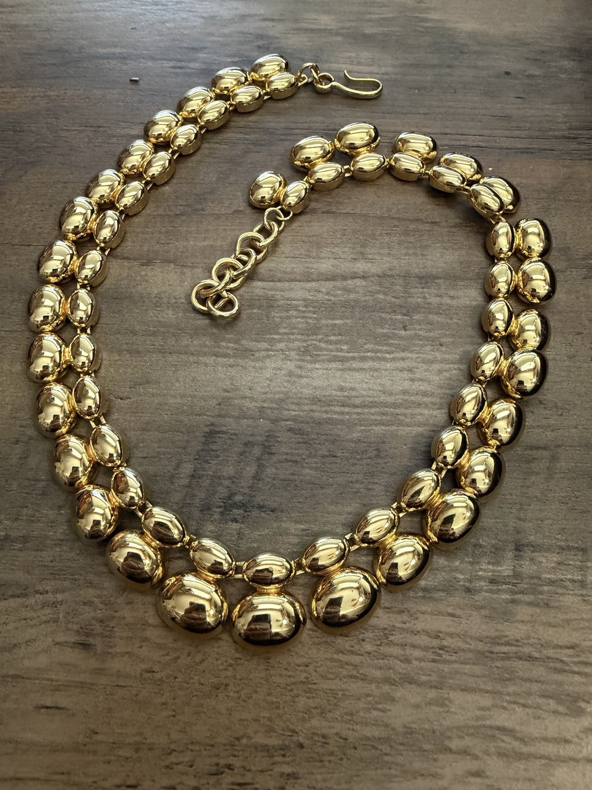 MONET CHUNKY PANTHER STYLE GOLD WIDE CHOKER NECKLACE 15-17”