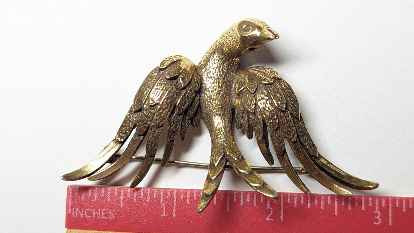 VINTAGE ZENTALL EAGLE BROOCH PIN SIGNED GOLD TONED