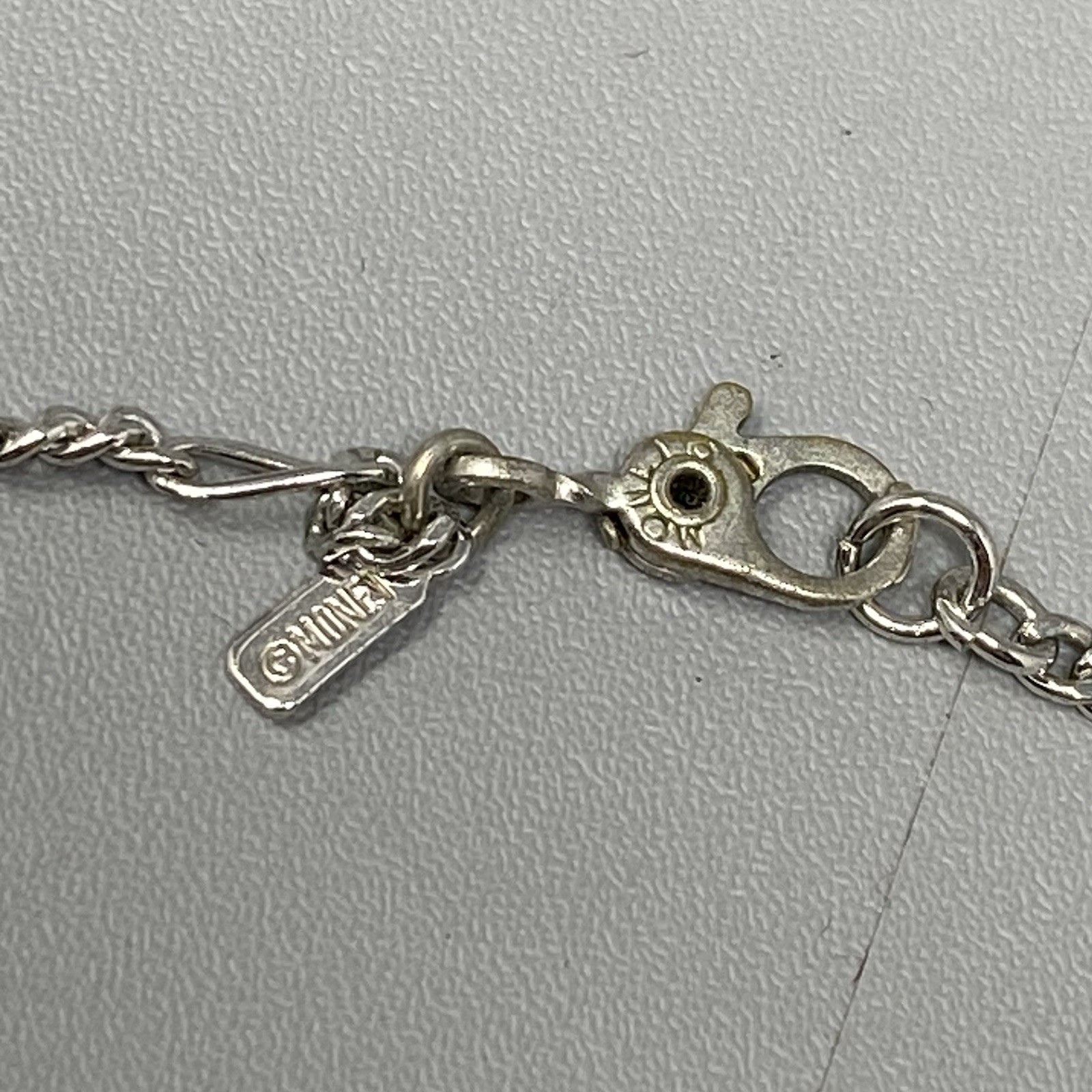 Monet Chain Necklace Figaro Links Silver Tone Long Sister Clasp Signed Retro 30″