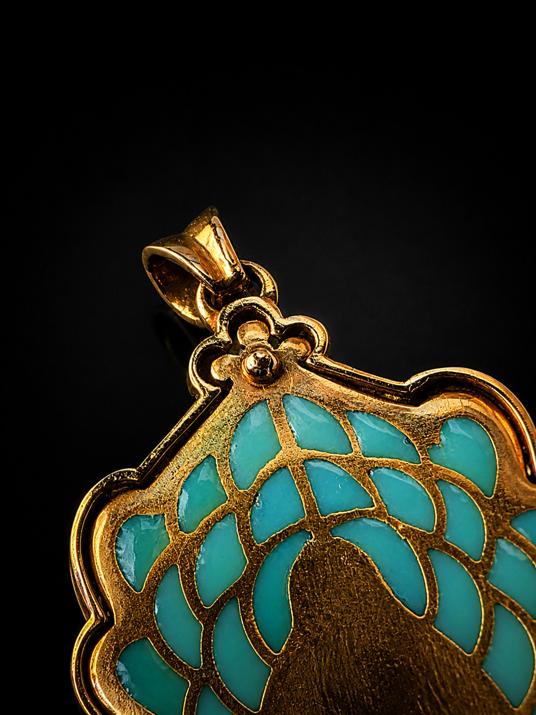 Antique Virgin Mary Pendant 18K Gold Diamond Enamel Art Nouveau Catholic Medal