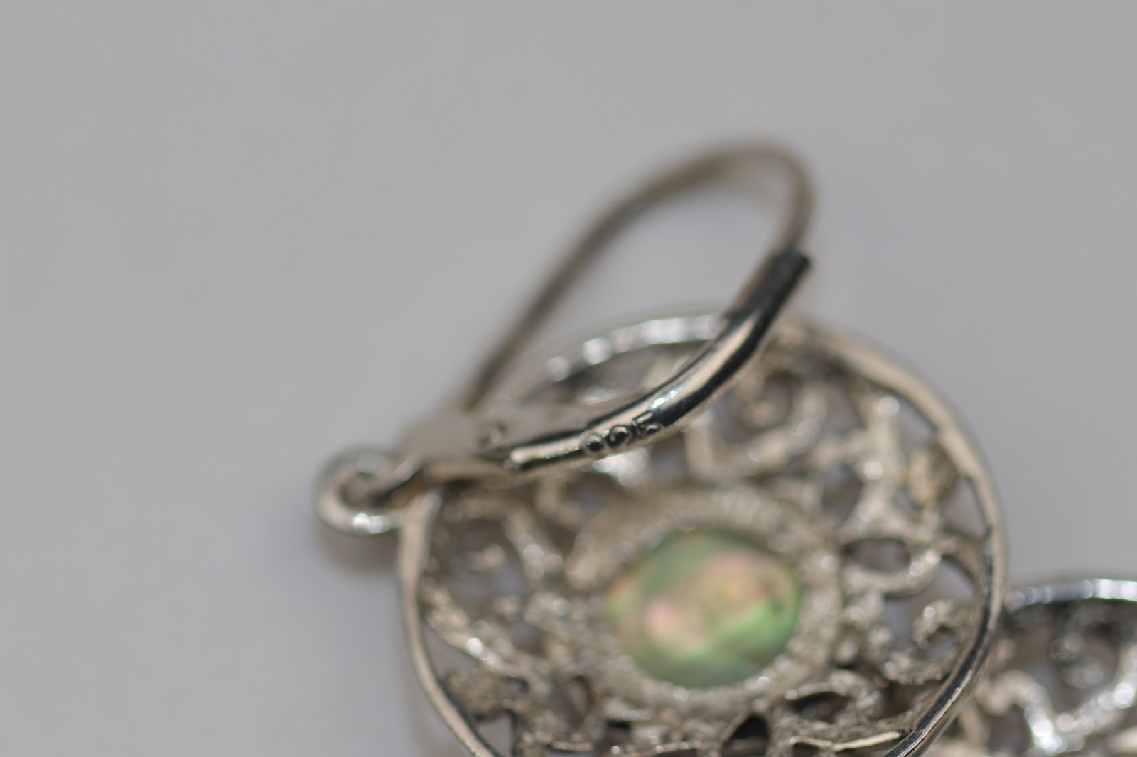 Abalone Gemstone Dangle Earrings Sterling Silver