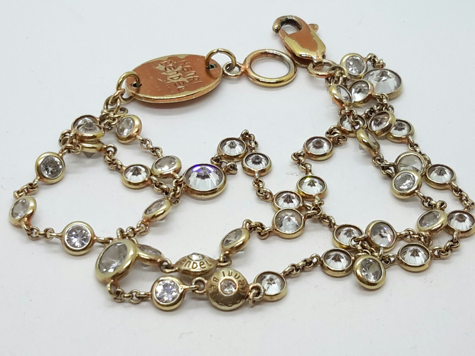 HENRI BENDEL New York Sterling Silver Crystal Charm Bracelet 925
