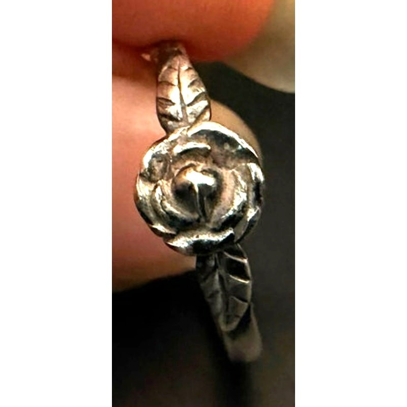Antique Sterling Silver Rose Ring