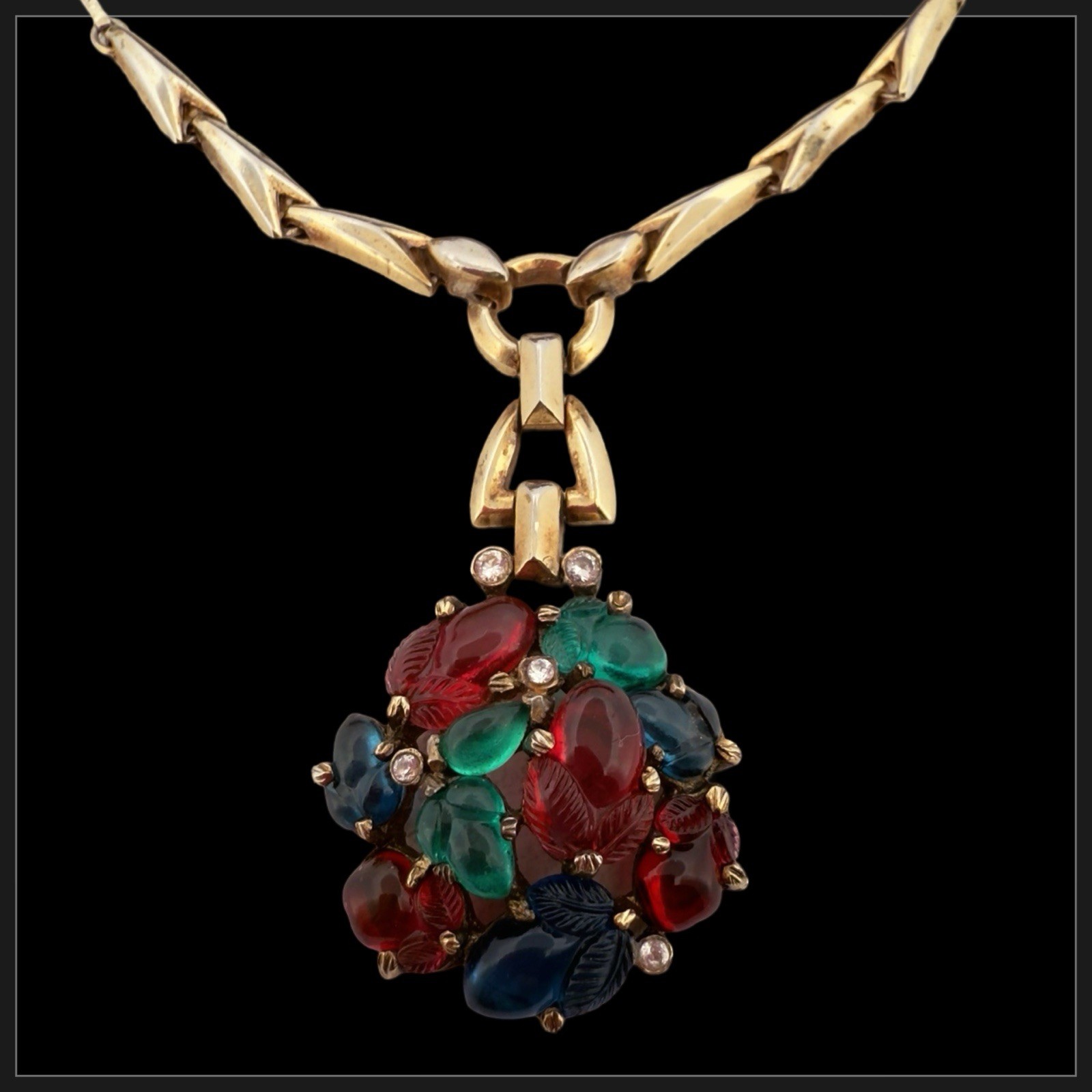CROWN TRIFARI 🖤 Alfred Philippe 🖤 FRUIT SALAD Molded Glass Necklace STERLING