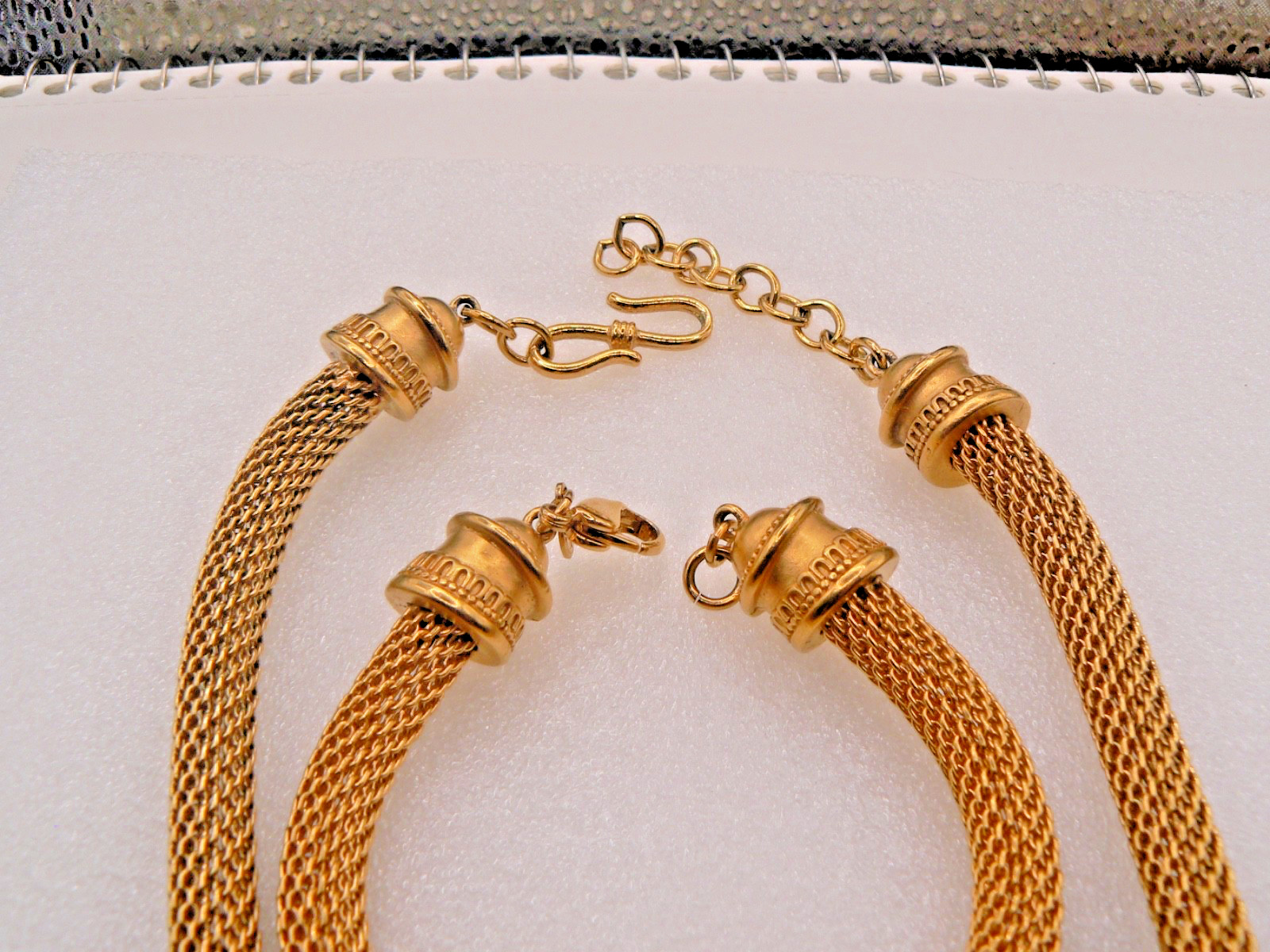 VTG Monet Gold Toned Meshed Chain Necklace with Matching Complementary 17” Neckl