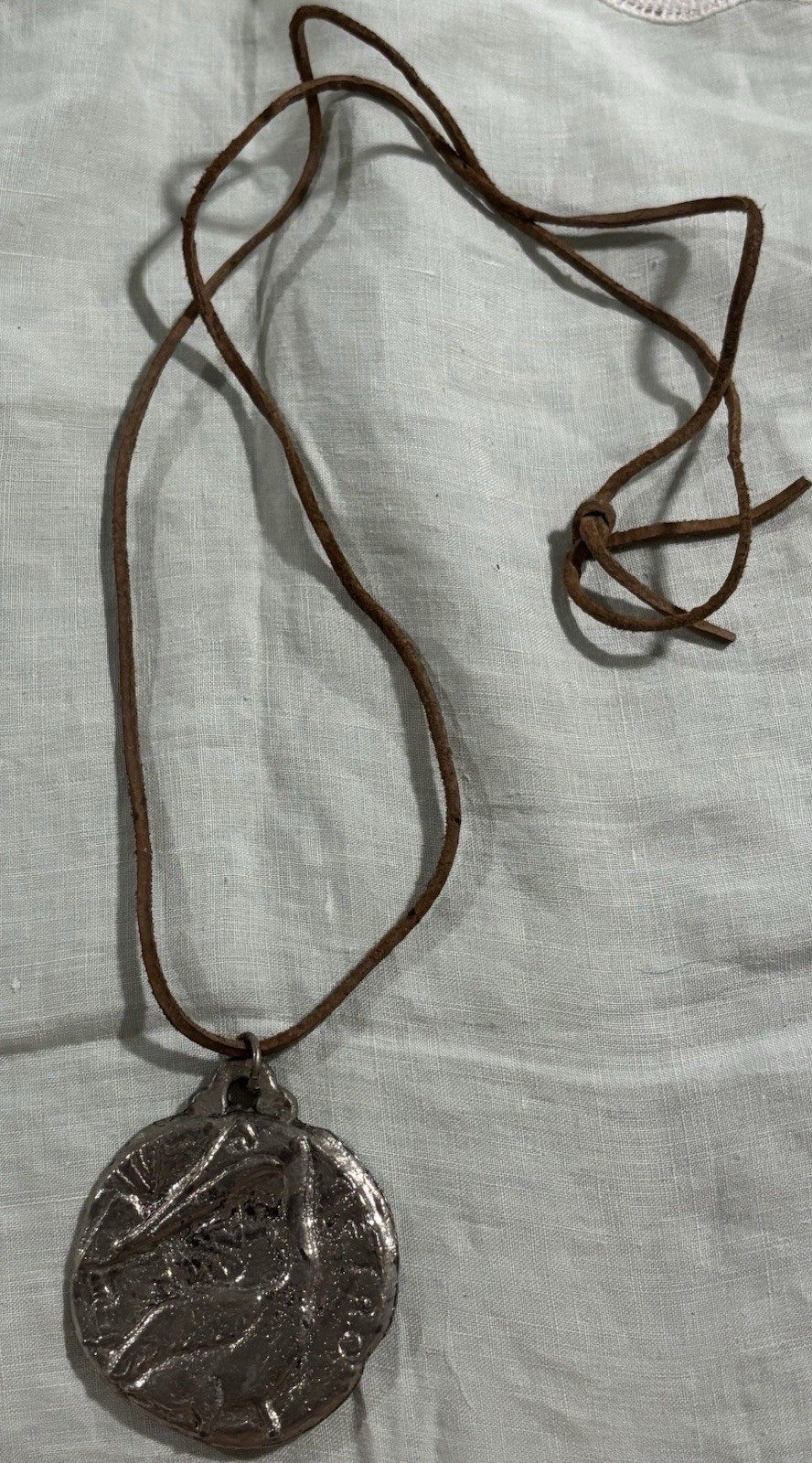 1958 Vintage Mykonos Greece Petros Pelican Pendant Necklace Windmill Souvenir