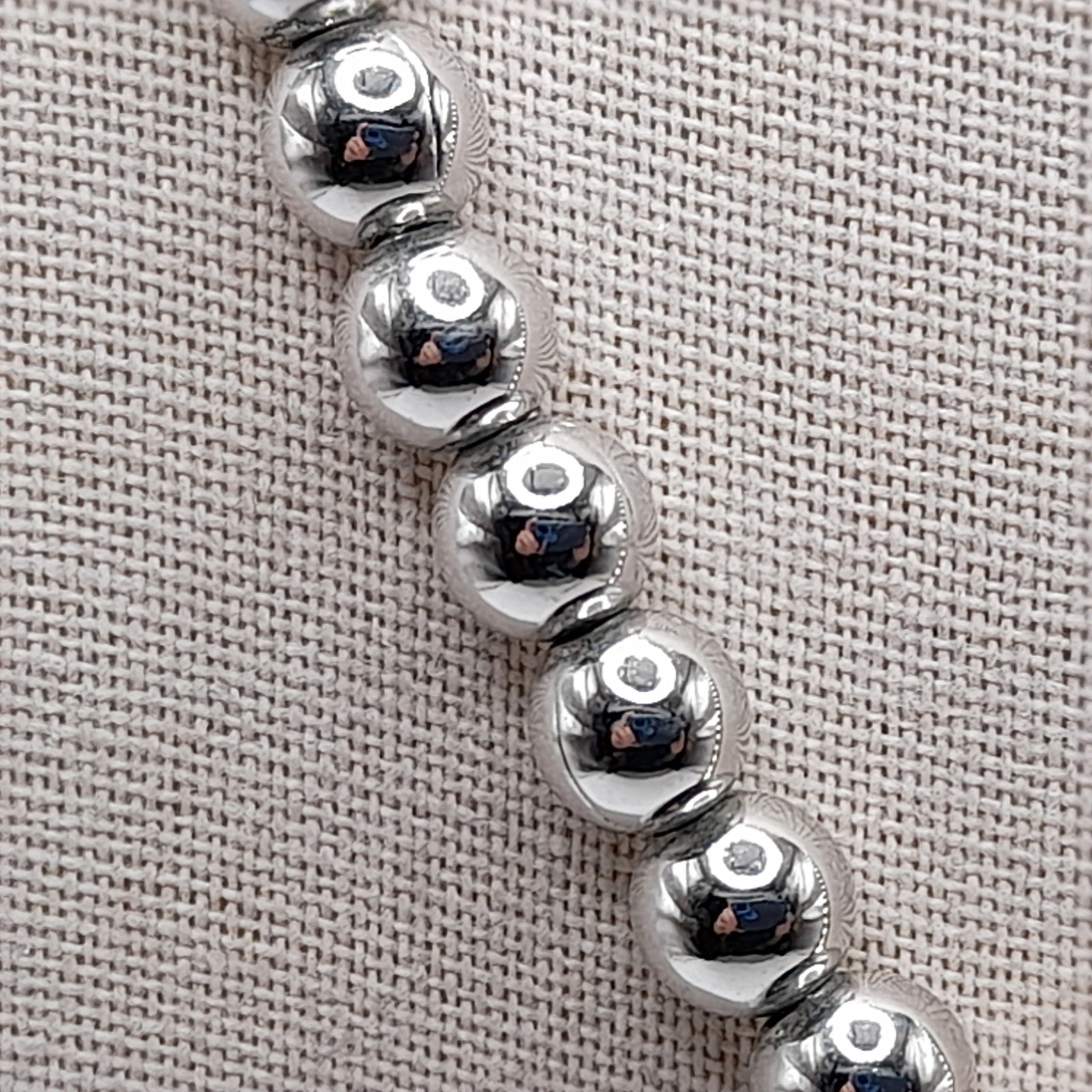 Vintage MONET Rhodium Plated Bead Necklace Sister Clasp Hang Tag